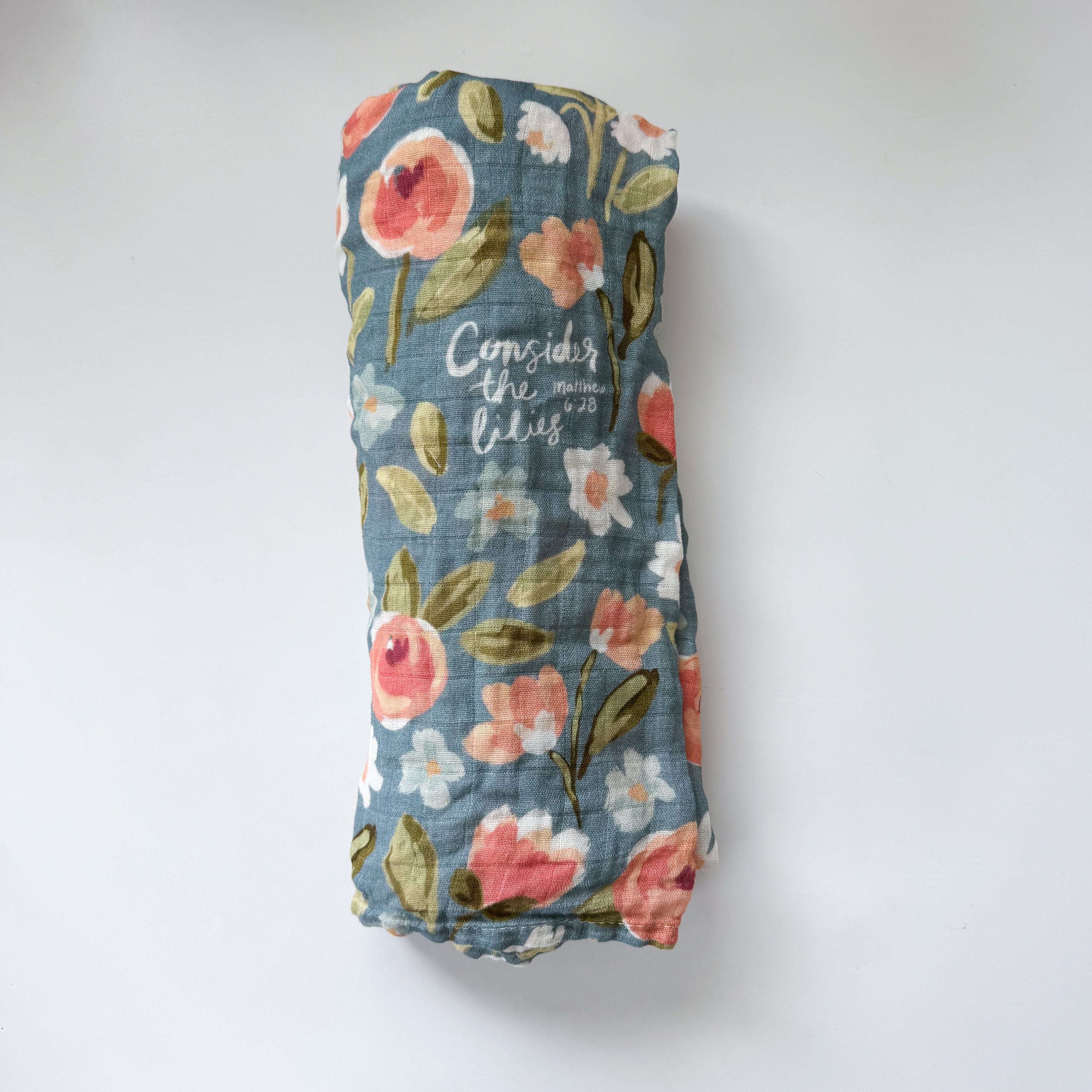 Consider The Lilies - Catholic Baby Muslin Blanket Swaddle