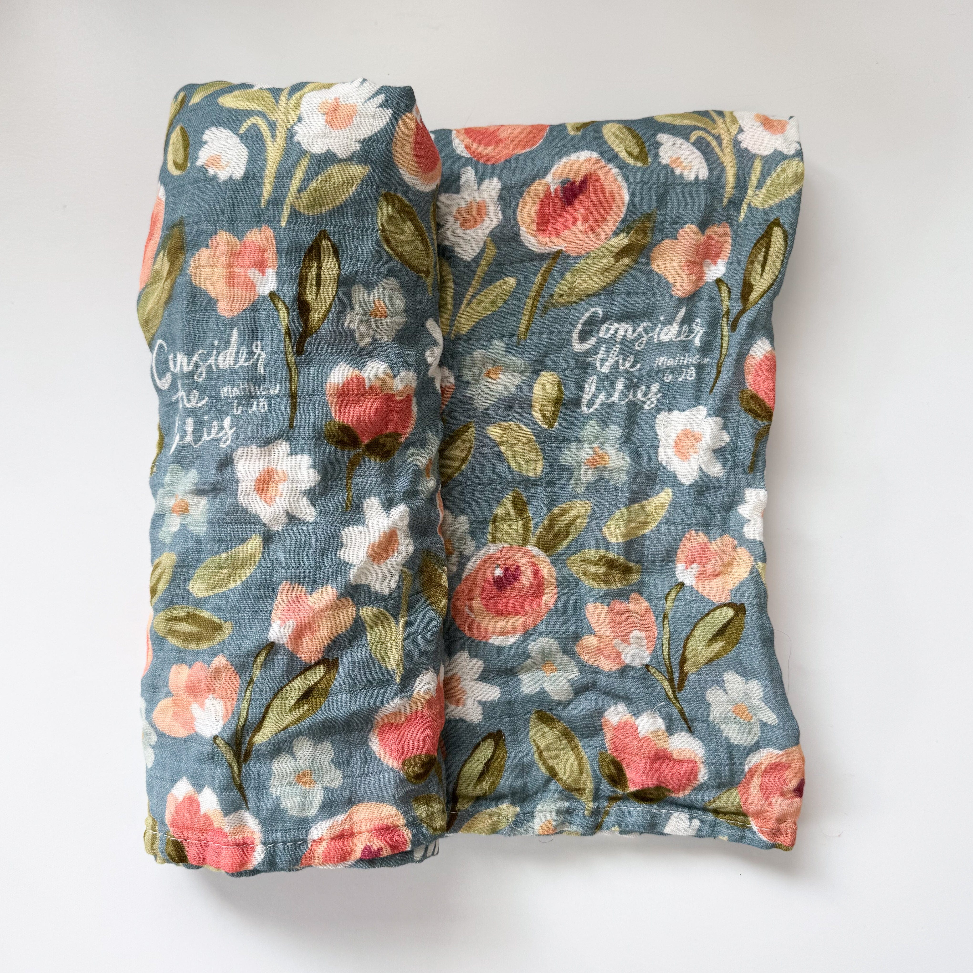 Consider The Lilies - Catholic Baby Muslin Blanket Swaddle