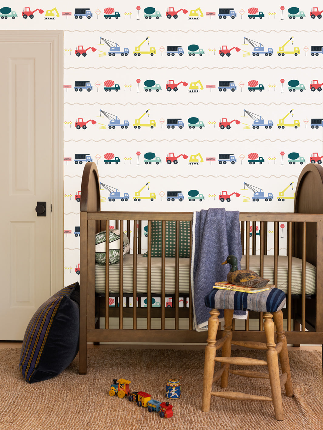 'construction Stripe' Wallpaper By Meri Meri - Beige