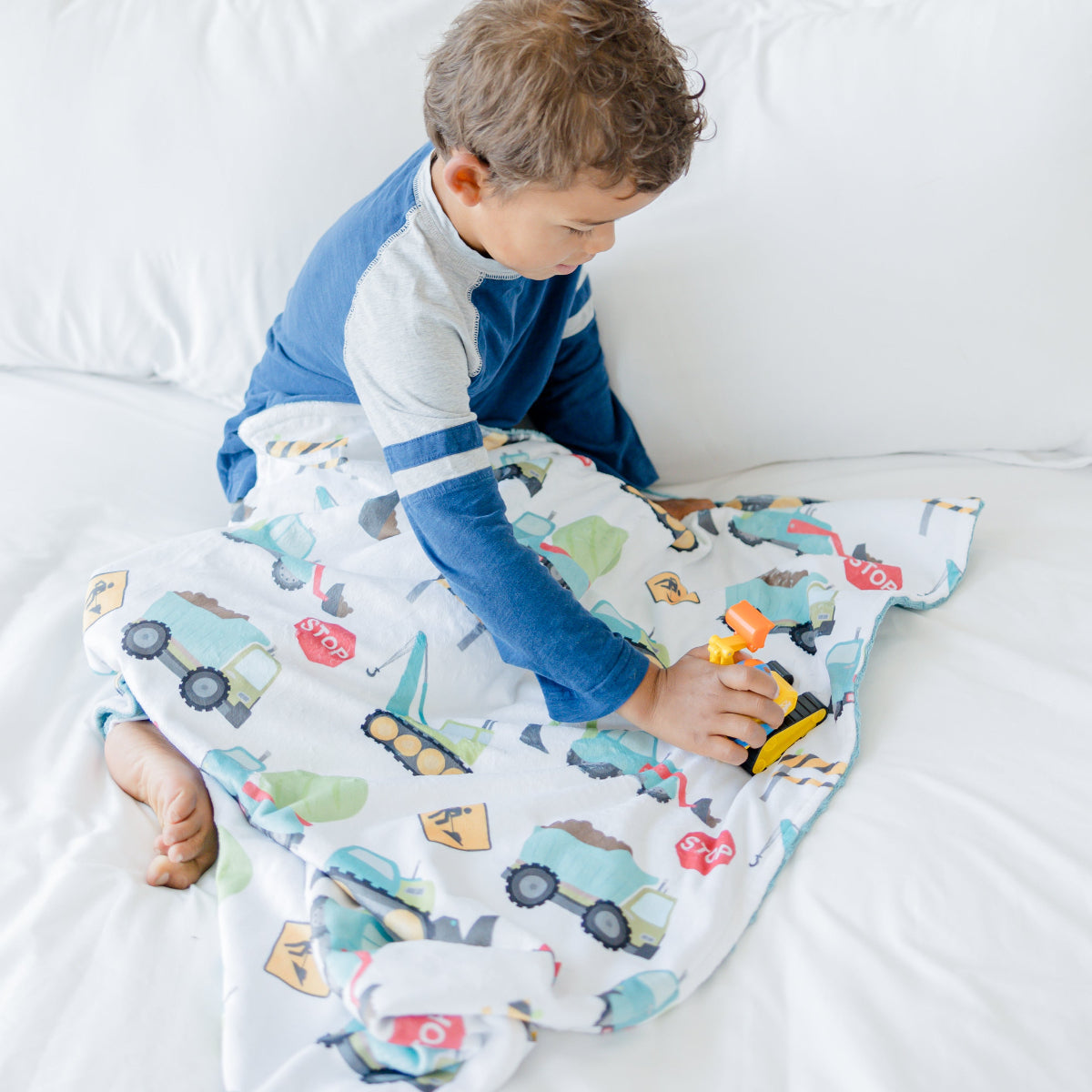 Construction Trucks Minky Baby Blanket