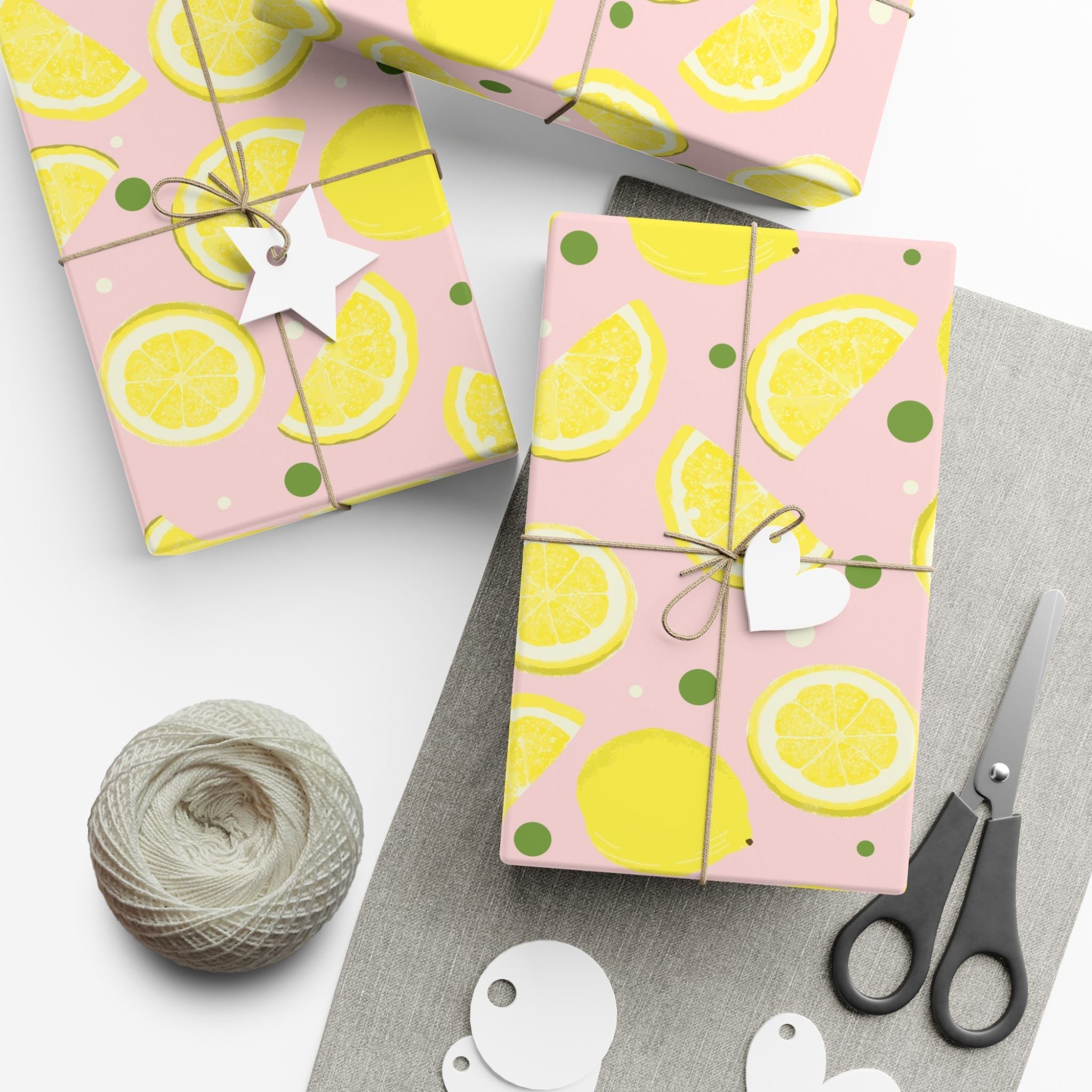 Colorful Lemon Wrapping Paper | Pink Gift Wrap For Birthdays & Beyond