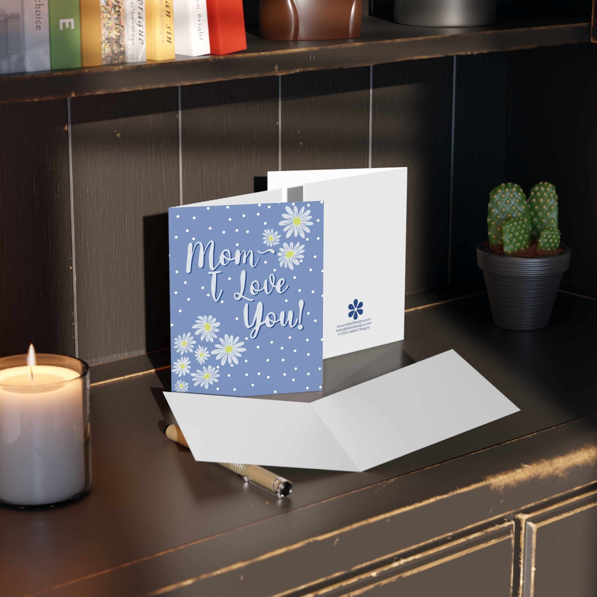 Blue Daisy Mother’s Day Card – Mom I Love You