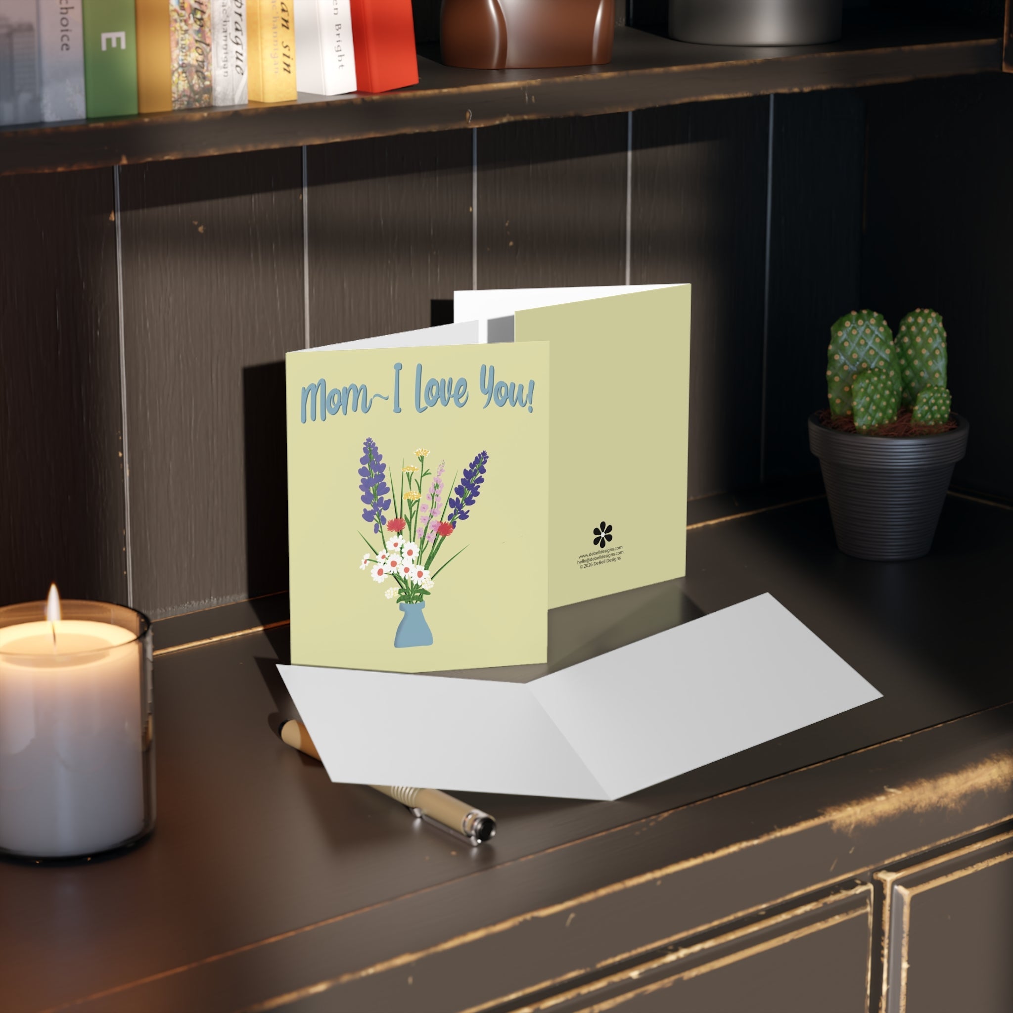 Mom I Love You Card – Buttery Yellow Floral Vase