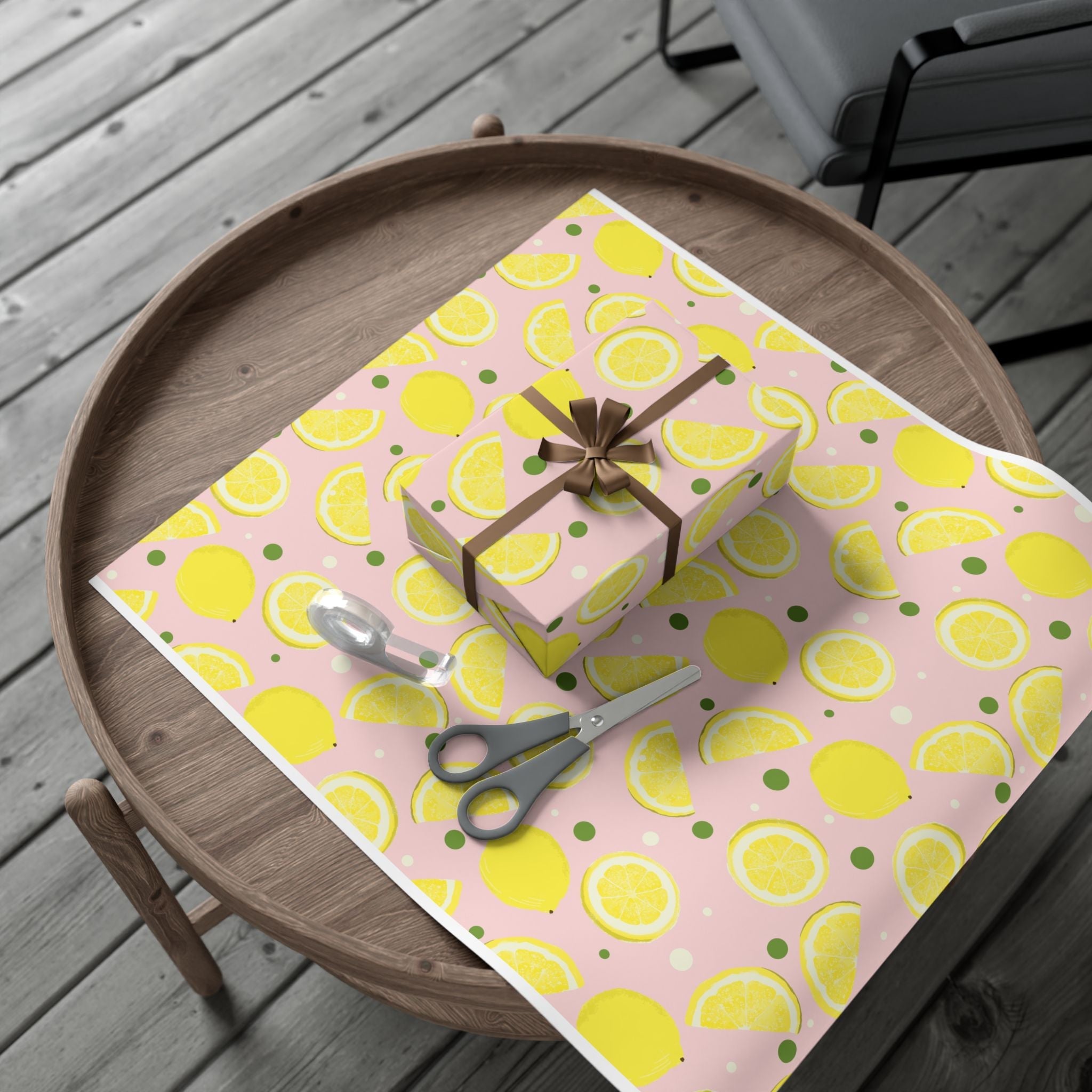 Colorful Lemon Wrapping Paper | Pink Gift Wrap For Birthdays & Beyond