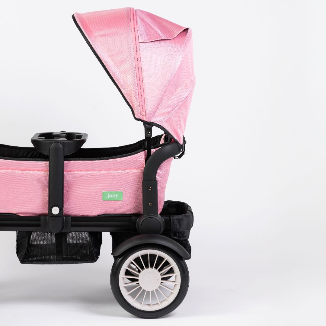 Oversized Uv 50+ Retractable Canopy - Cotton Candy Pink