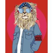 Cool Lion – Paint By Numbers Kit | Artwille | 14x18 Inch Canvas