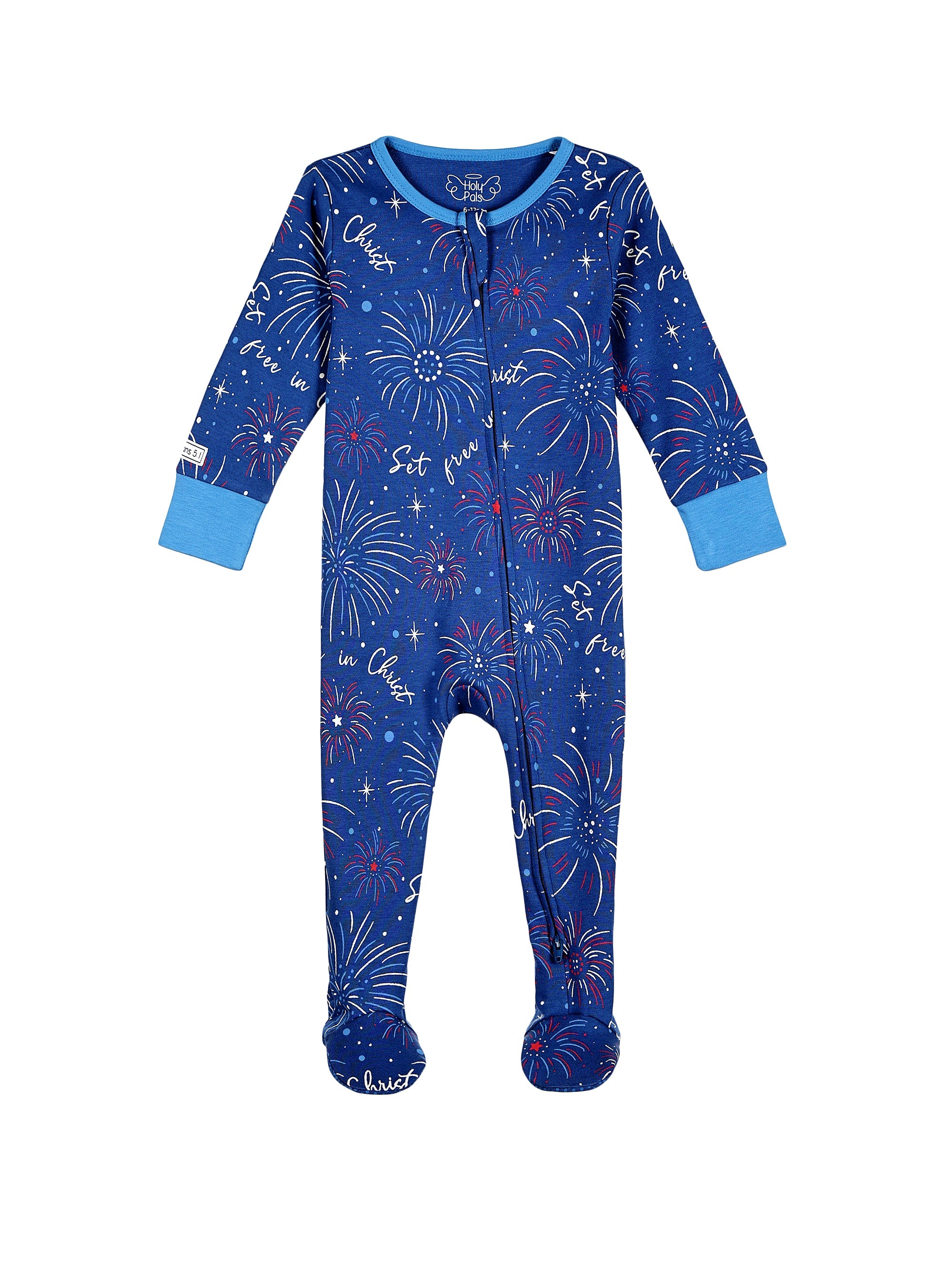 Set Free In Christ Pj Footed Onesie Cotton