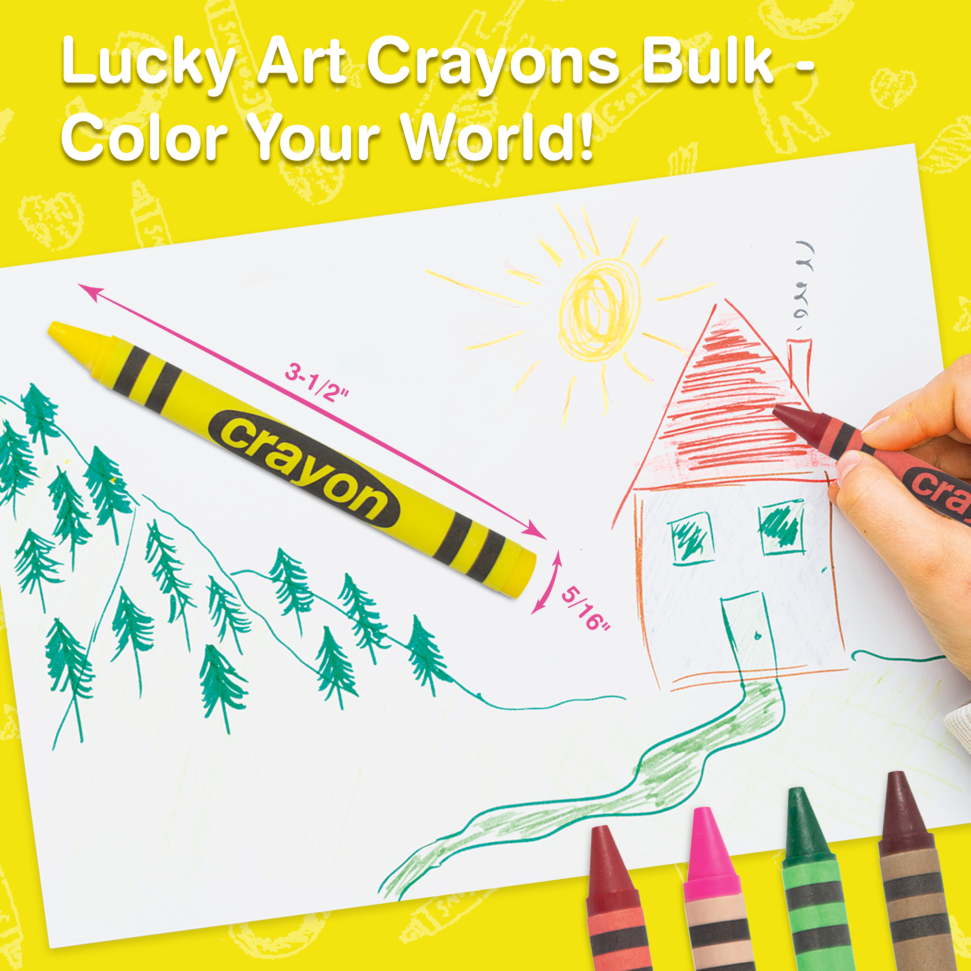 80-pack Yellow Crayons Bulk – Standard Size, Non-toxic, Classroom & Party Supply