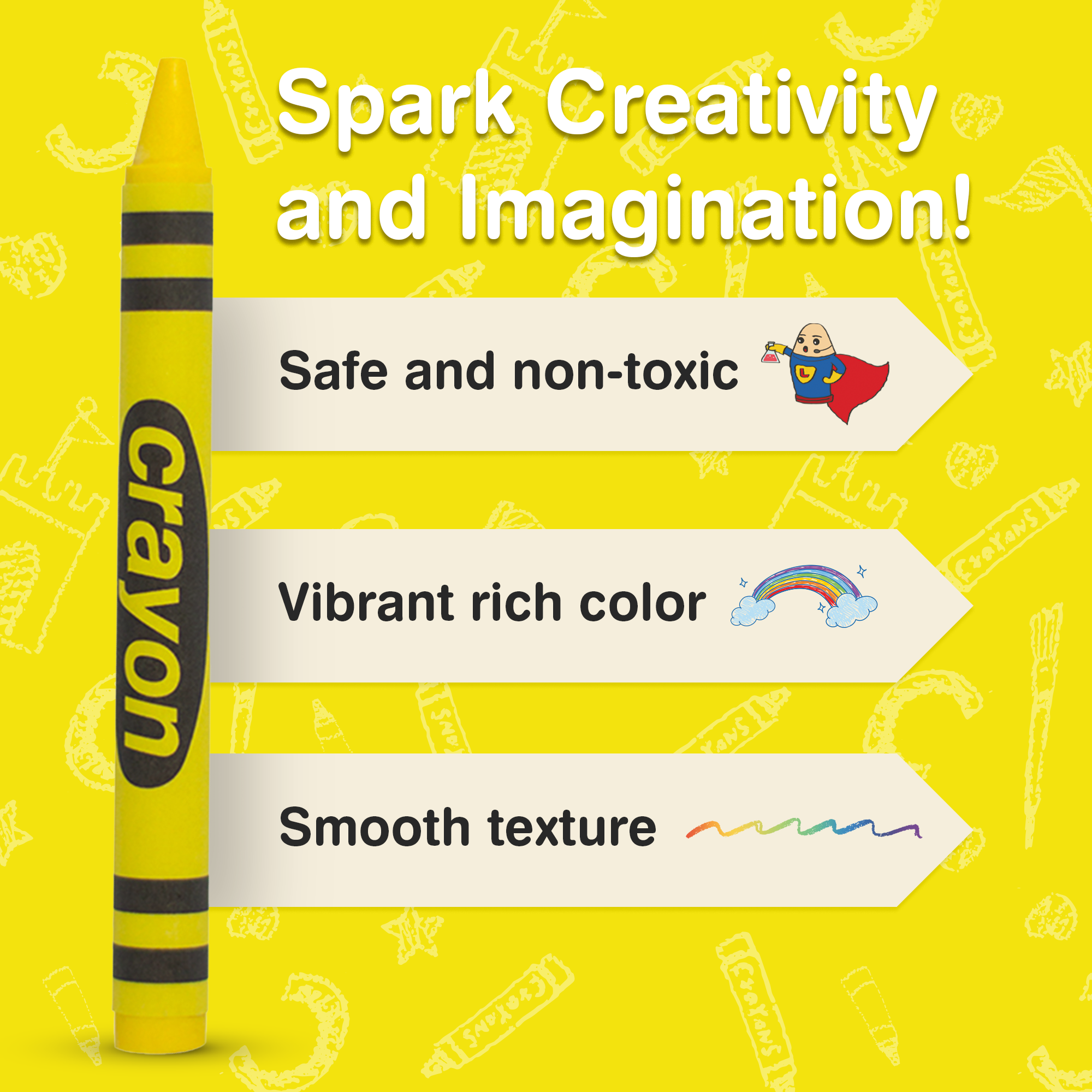 80-pack Yellow Crayons Bulk – Standard Size, Non-toxic, Classroom & Party Supply