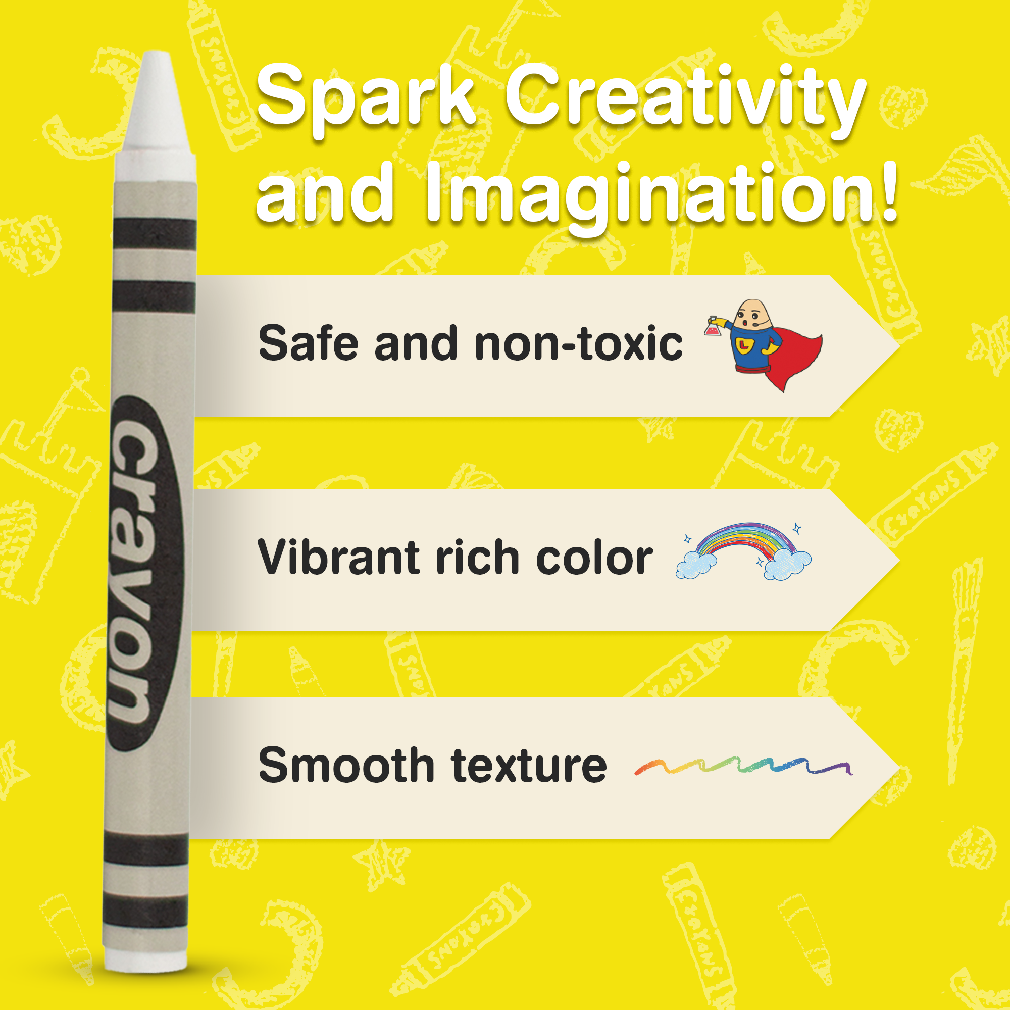 80-pack White Crayons Bulk – Standard Size, Non-toxic, Classroom & Art Supply