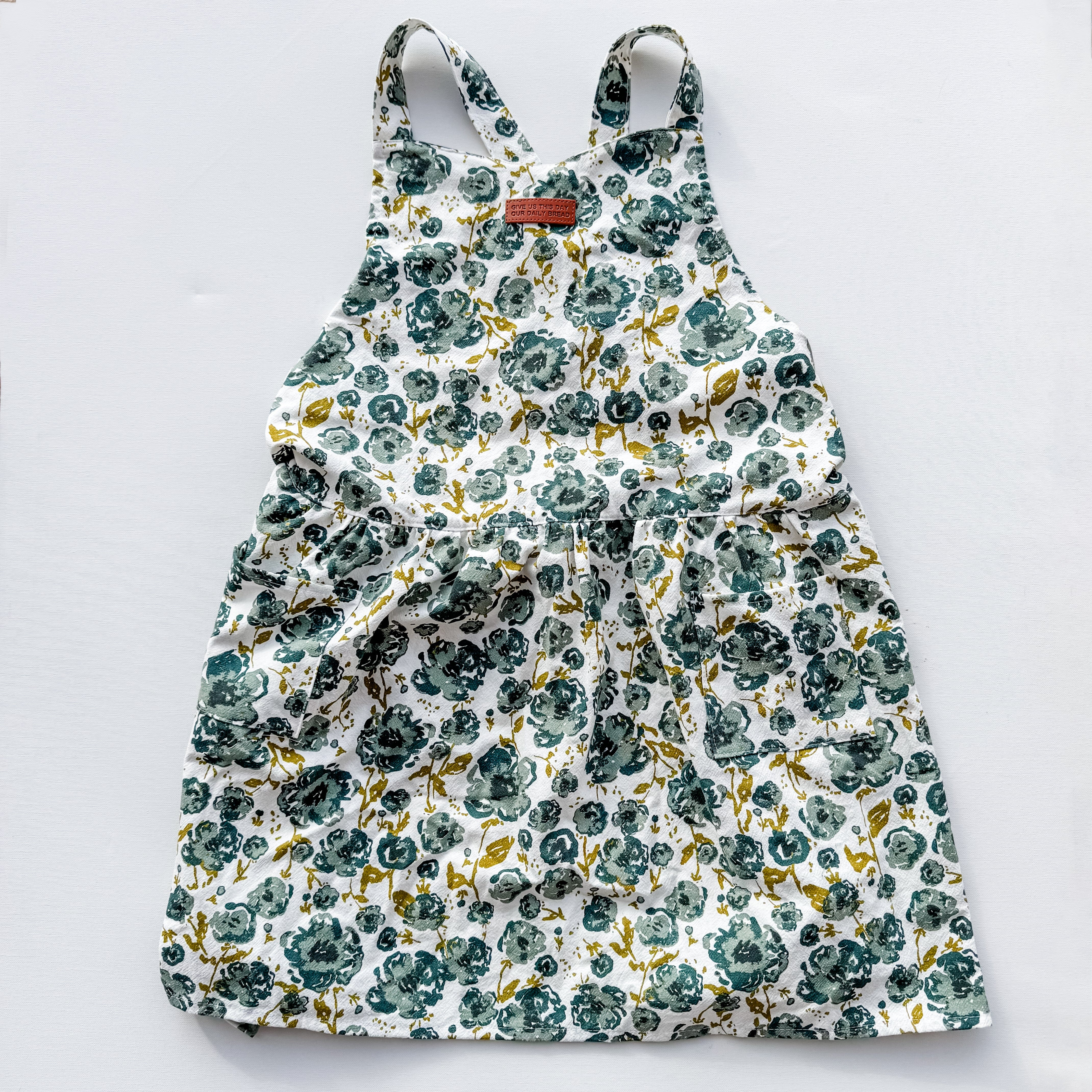 Blue Floral Catholic Christian Bible Scripture Apron