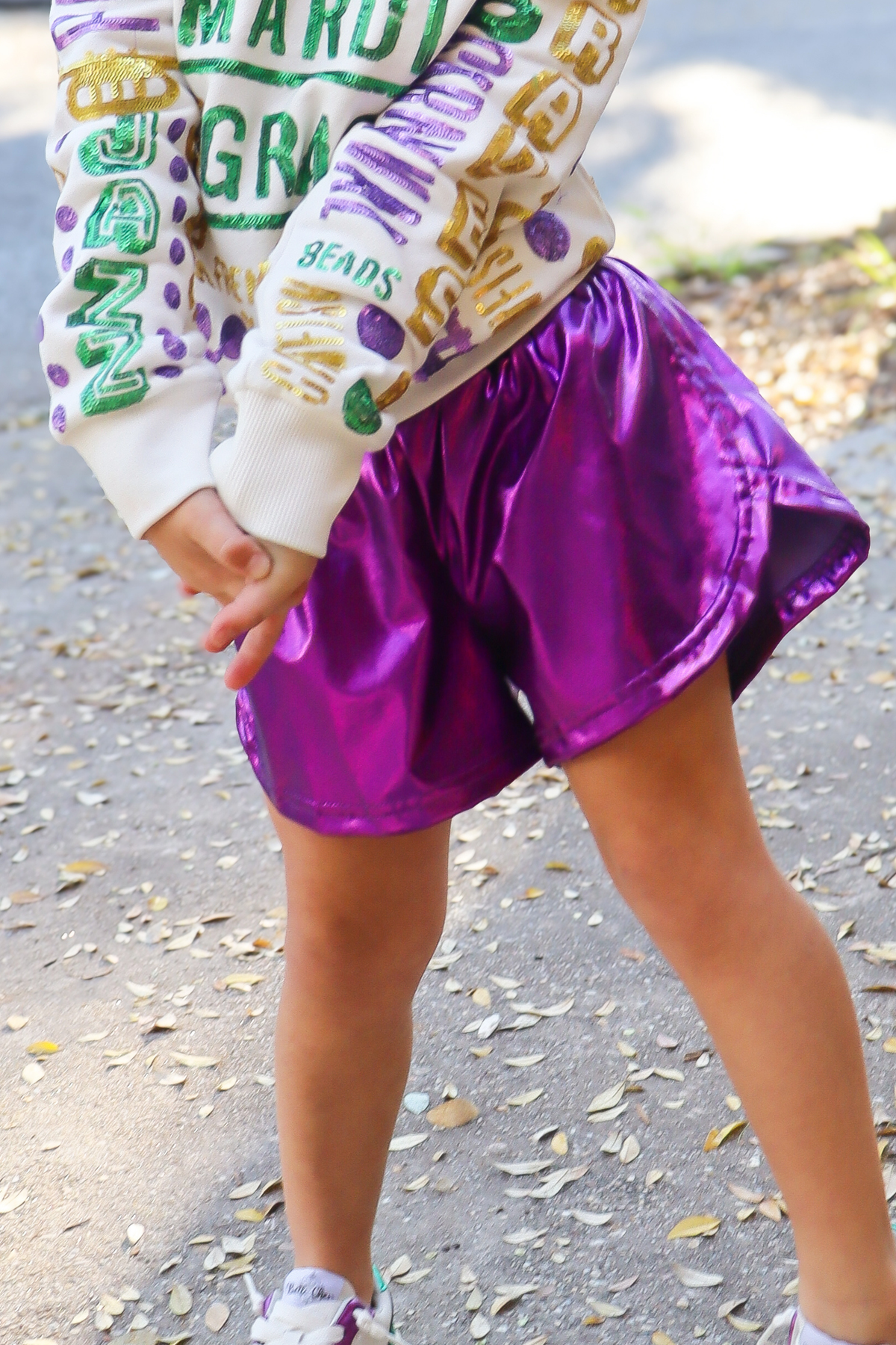 Kids' Metallic Shorts - Purple
