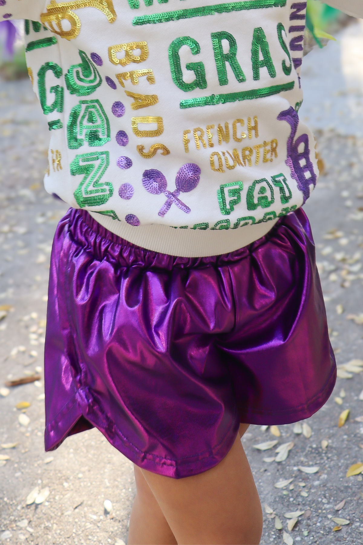 Kids' Metallic Shorts - Purple