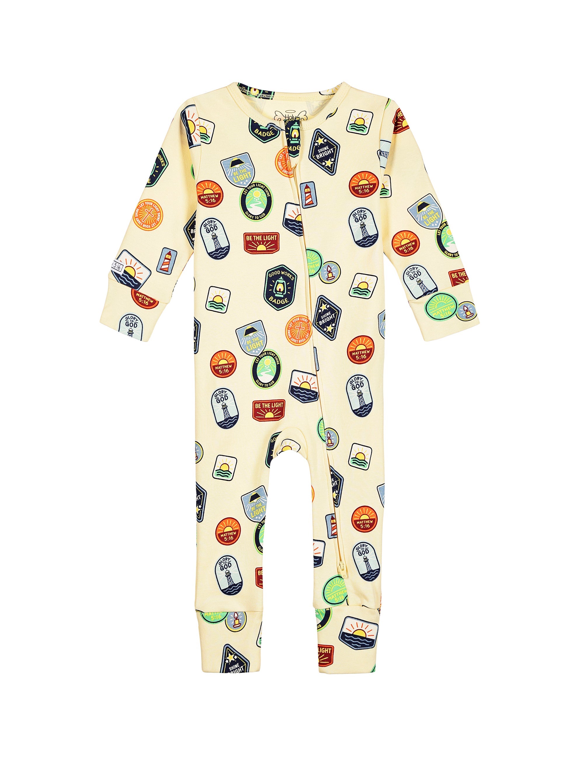 Be The Light Badges Pj Footless Onesie Cotton