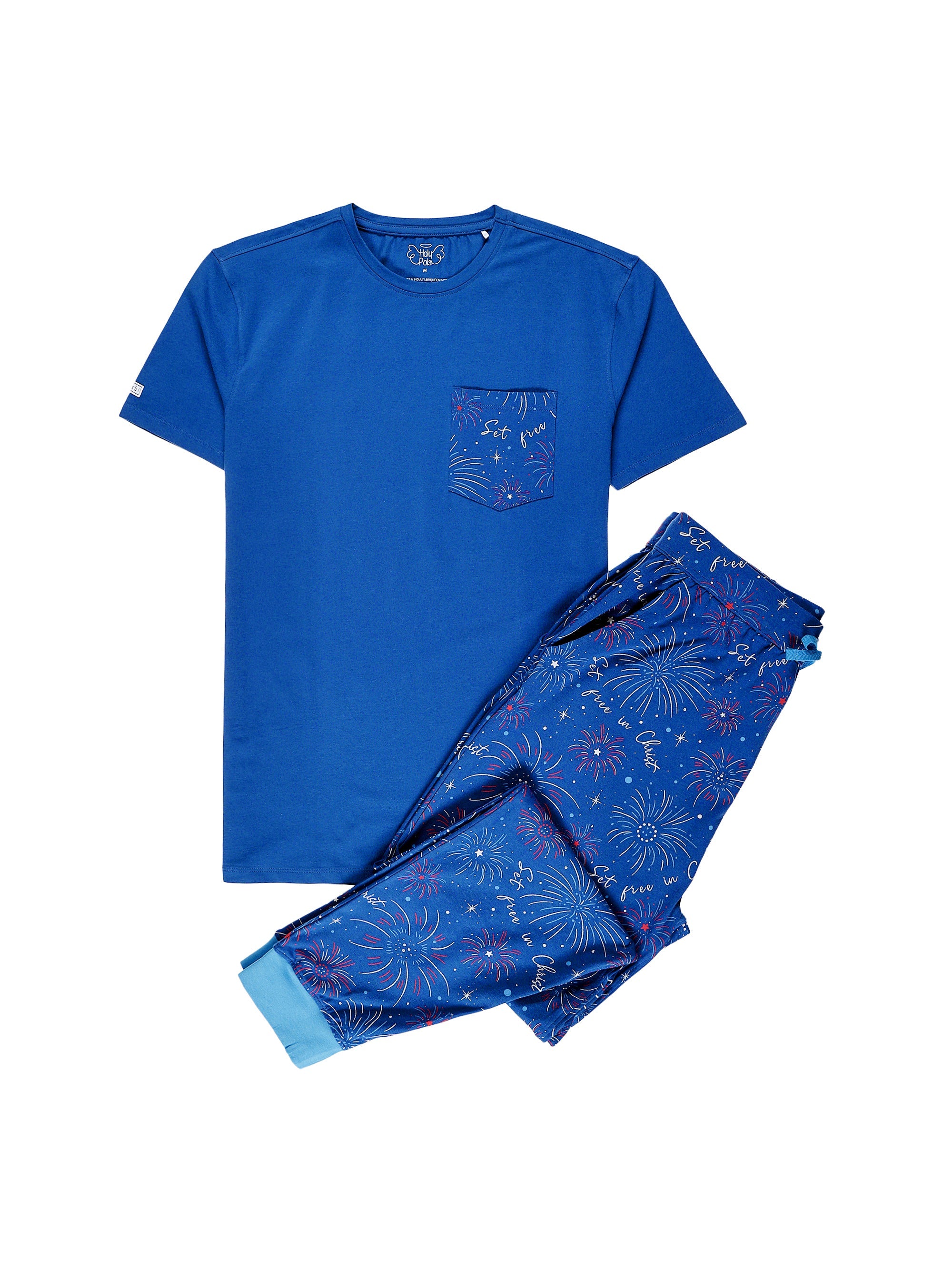 Set Free In Christ Mens Pj Jogger Set Cotton