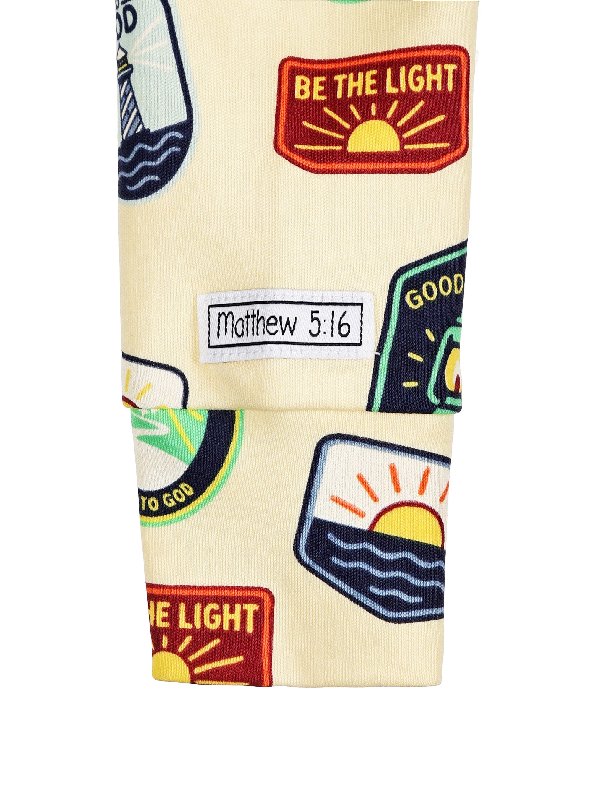 Be The Light Badges Pj Footed Onesie Cotton