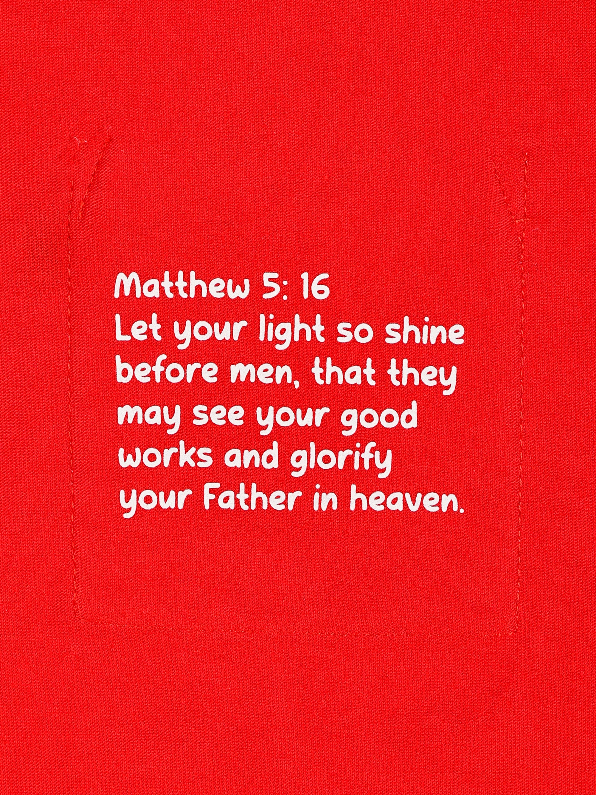 Kids Shine Red Prayer Pocket T-shirt | Short Sleeve