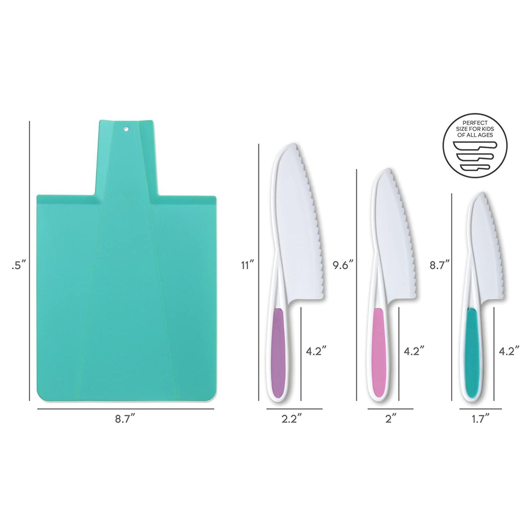 Tovla Jr. Kids’ Knives & Foldable Cutting Board Set | Safe Montessori Kitchen Tools