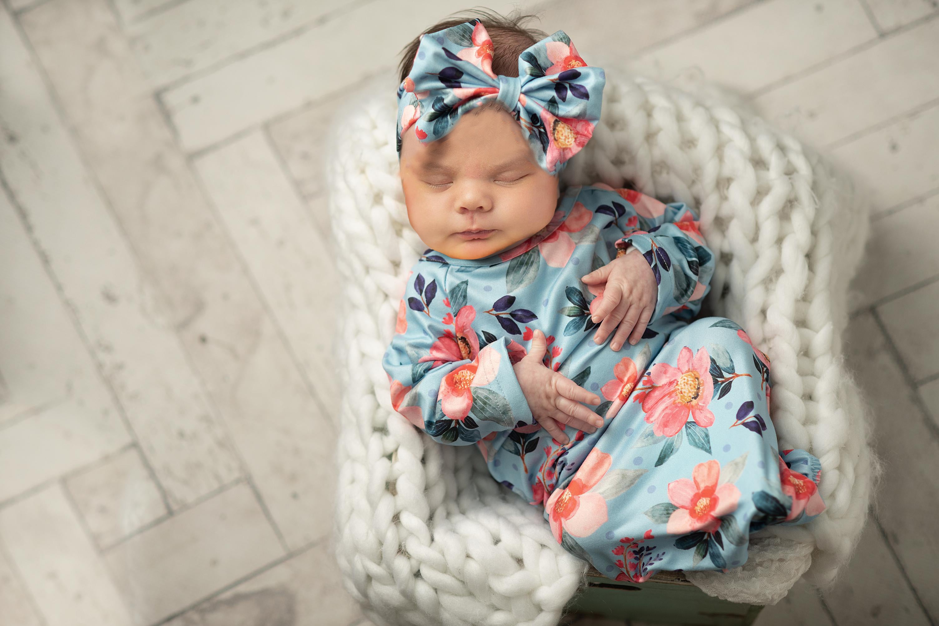 Coral Blue Baby Gown