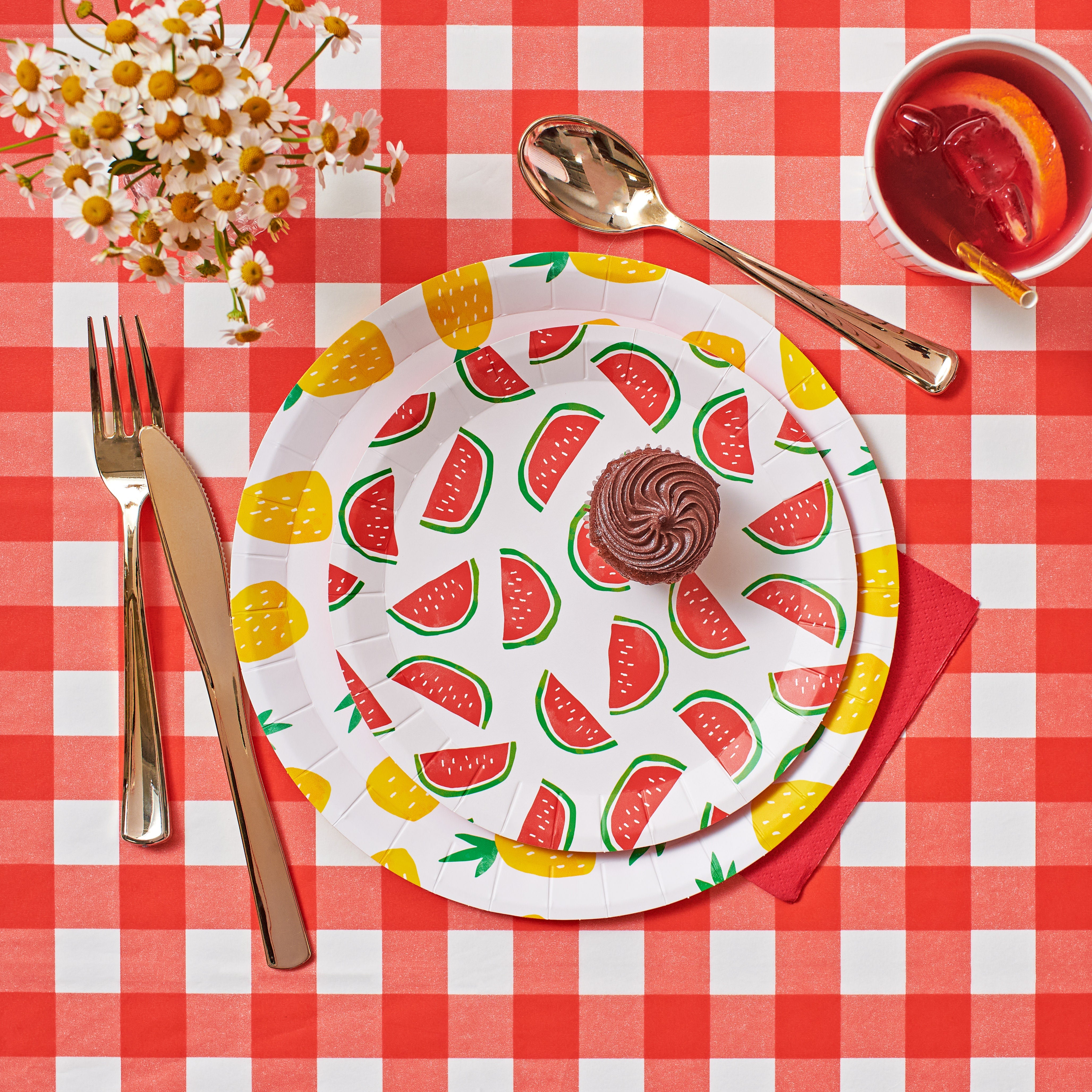 Red Gingham Paper Tablecloth by Coterie