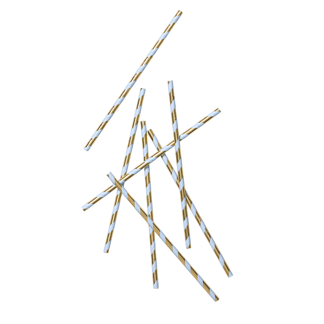 Blue And Gold Paper Straws (25 Per Pack)
