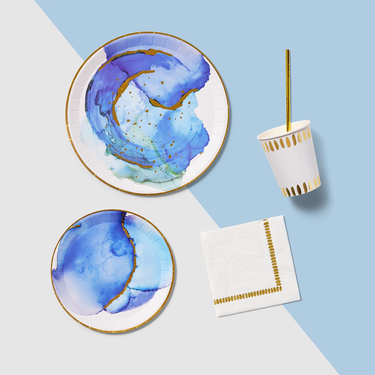 Ocean Watercolor Small Plates (10 Per Pack)