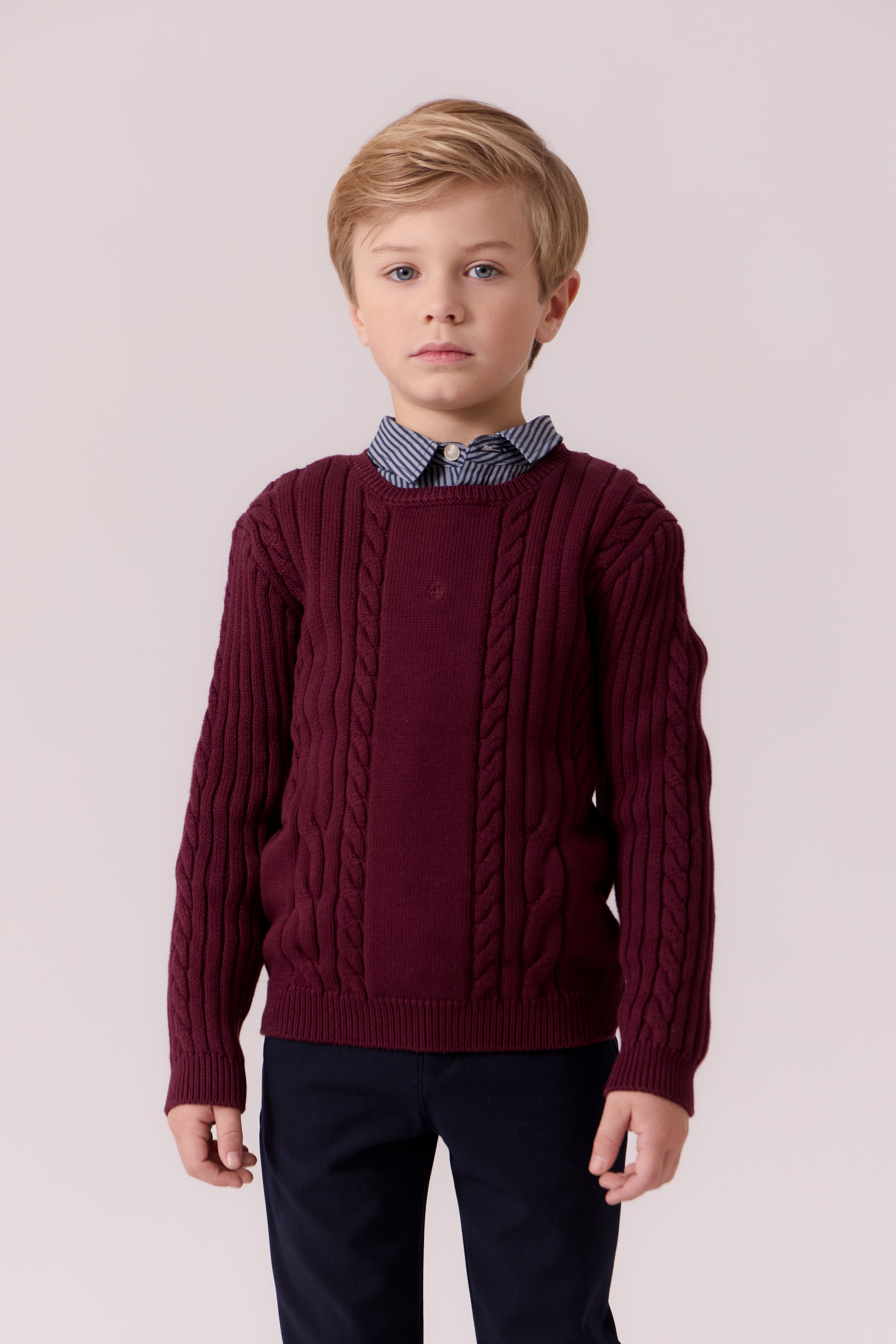 Sean Cable Knit Sweater - Cranberry