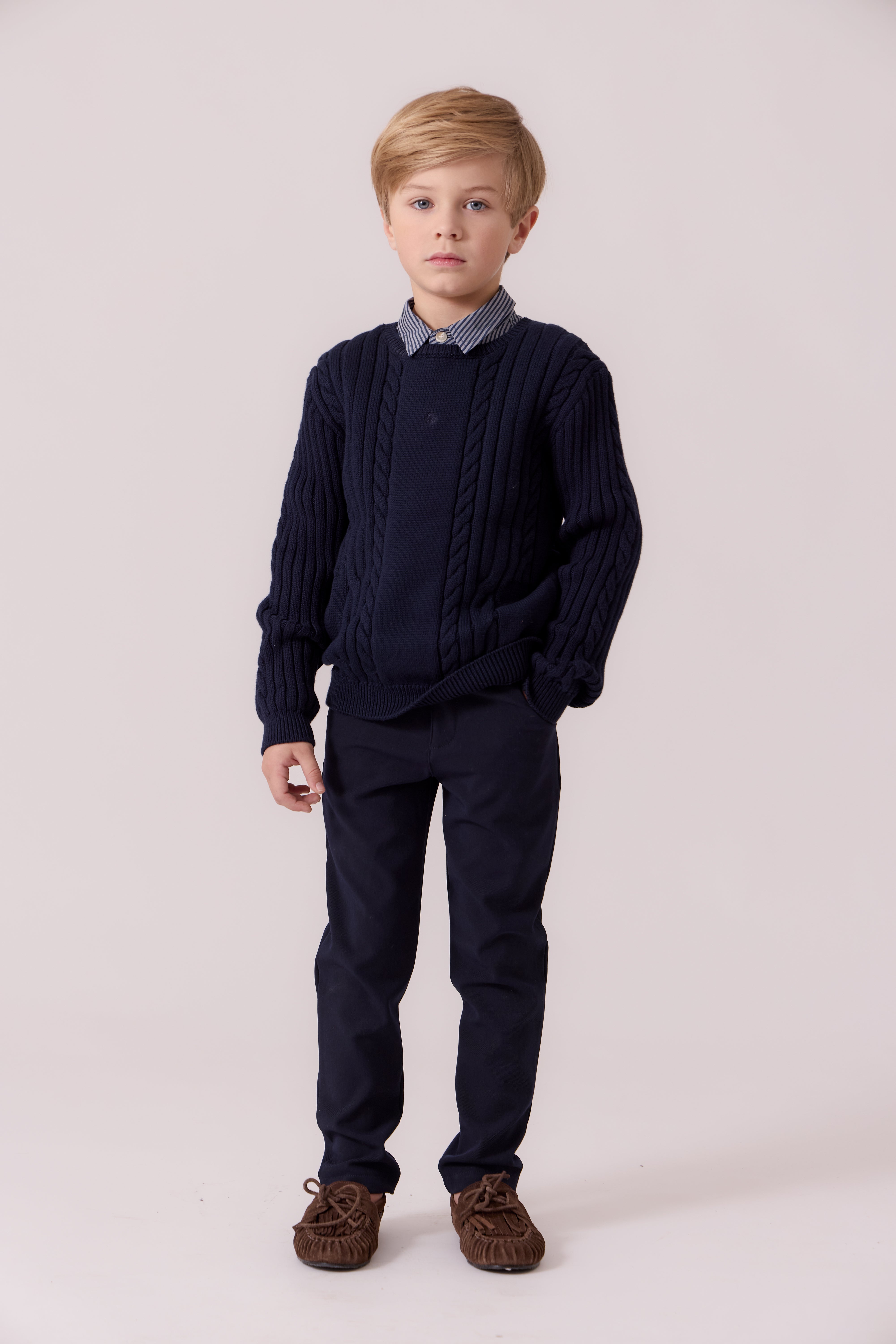 Sean Cable Knit Sweater - Navy