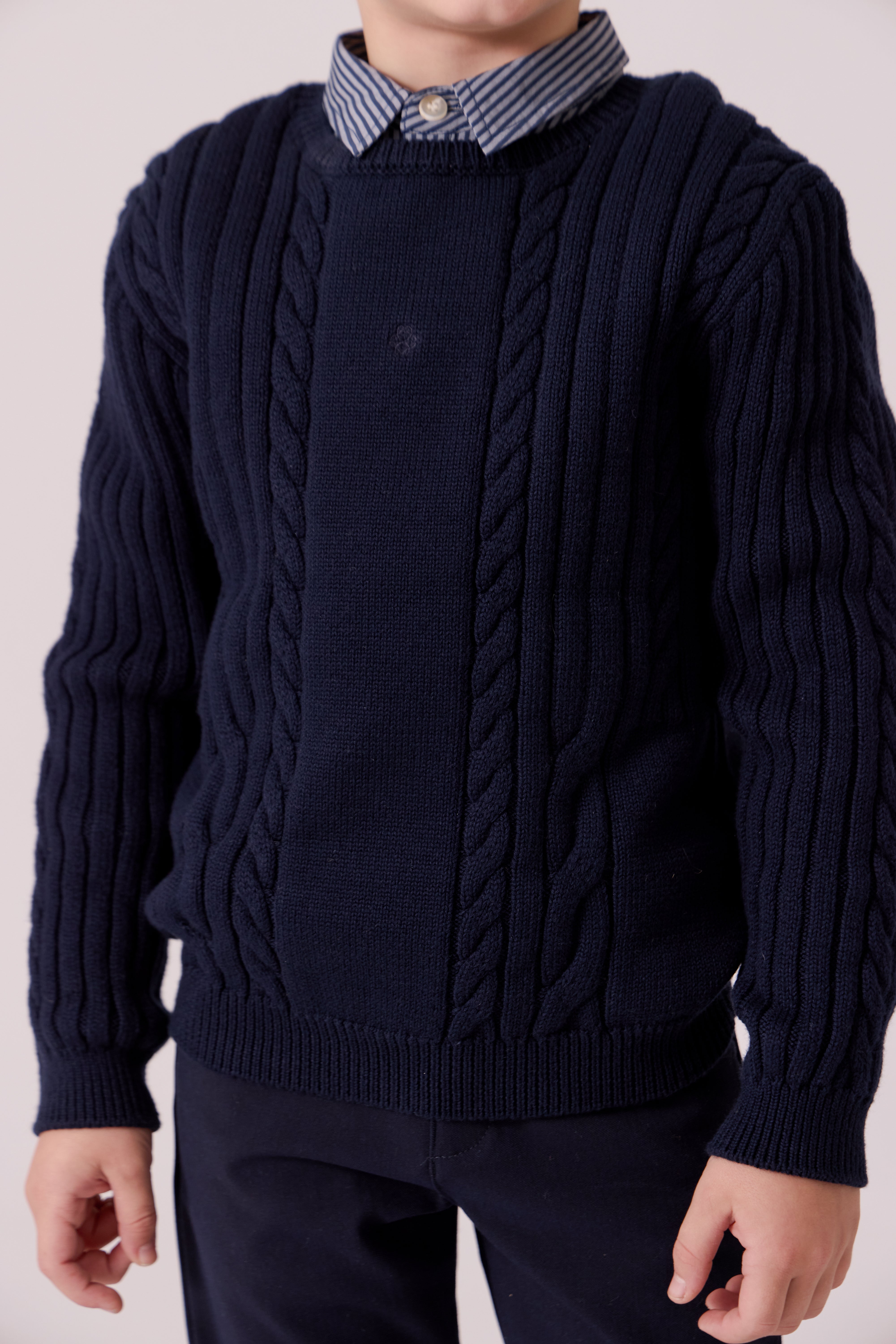 Sean Cable Knit Sweater - Navy