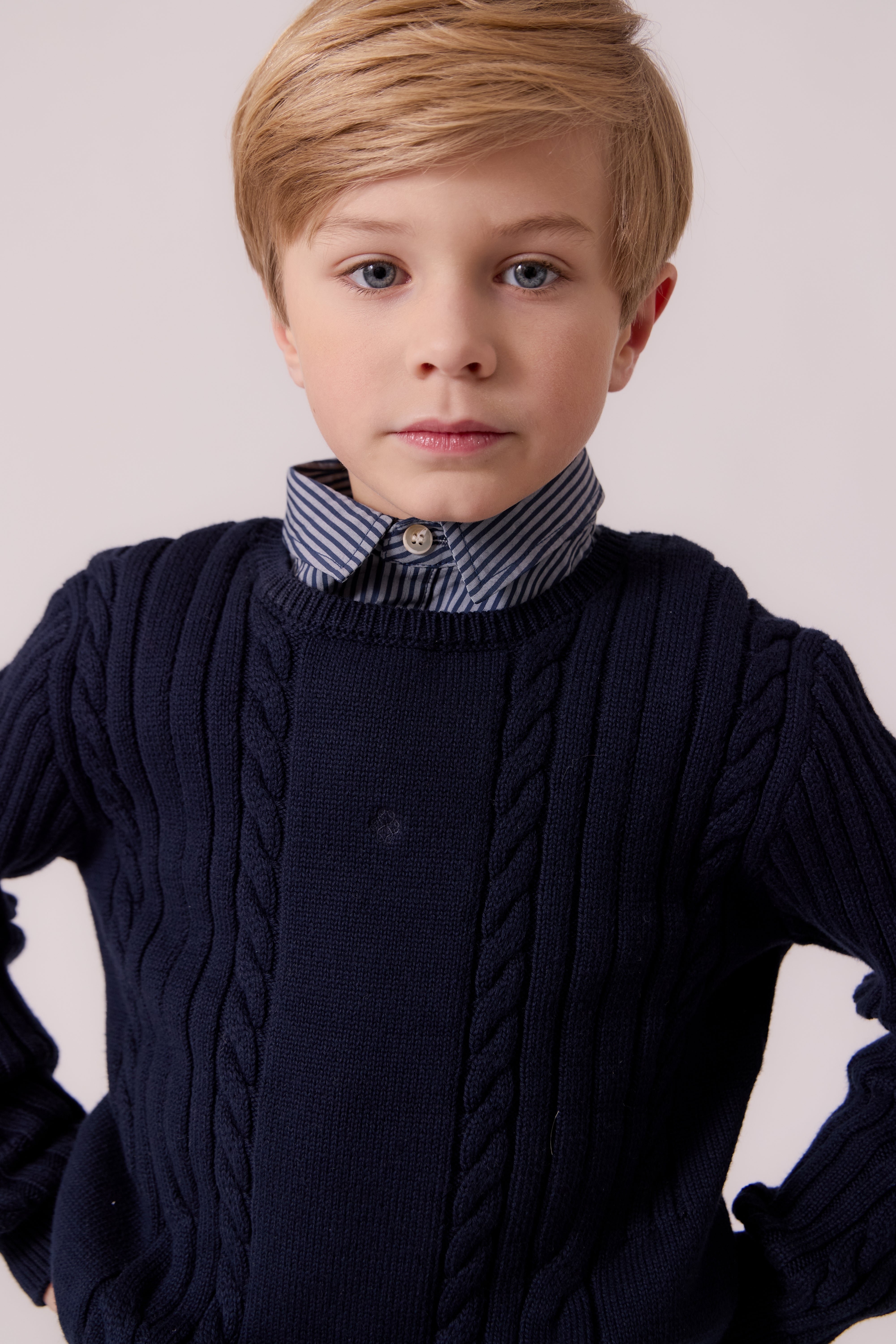 Sean Cable Knit Sweater - Navy
