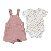 Cotton Overalls Set In Spring Mauve/mini Daisy In Cream