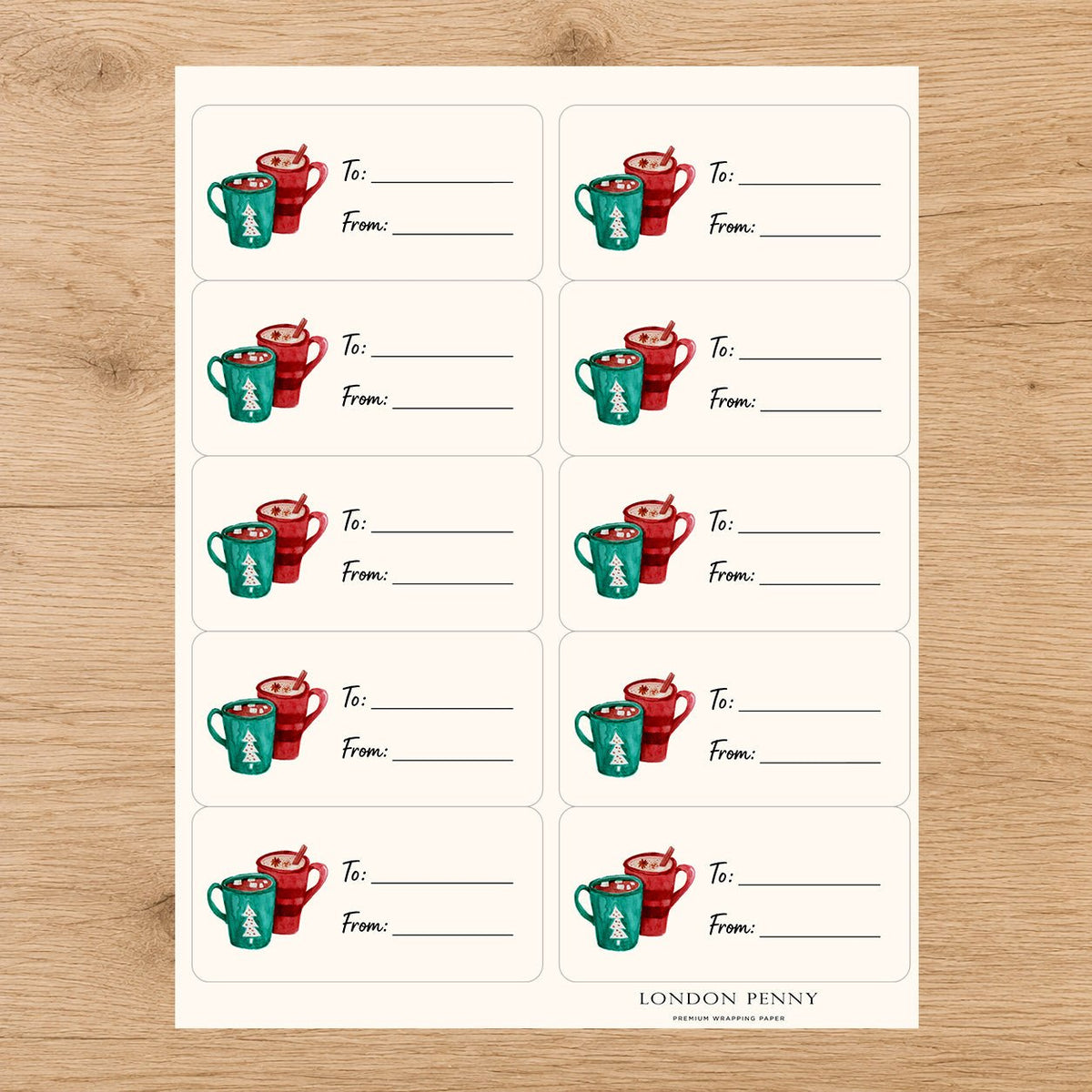 Cozy Christmas Cocoa Gift Tag Sticker Sheet