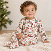Western Christmas Baby Bamboo Zipper Romper - Cowboy Holiday