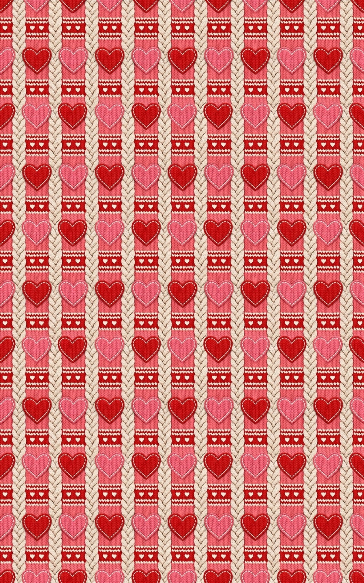 Cozy Knit Hearts Wrapping Paper
