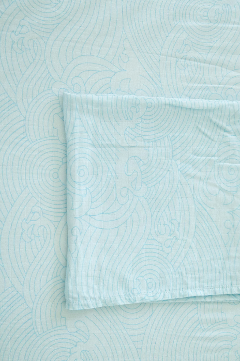 Organic Bamboo Cotton Muslin Swaddle Blanket In Crashing Sea Waves