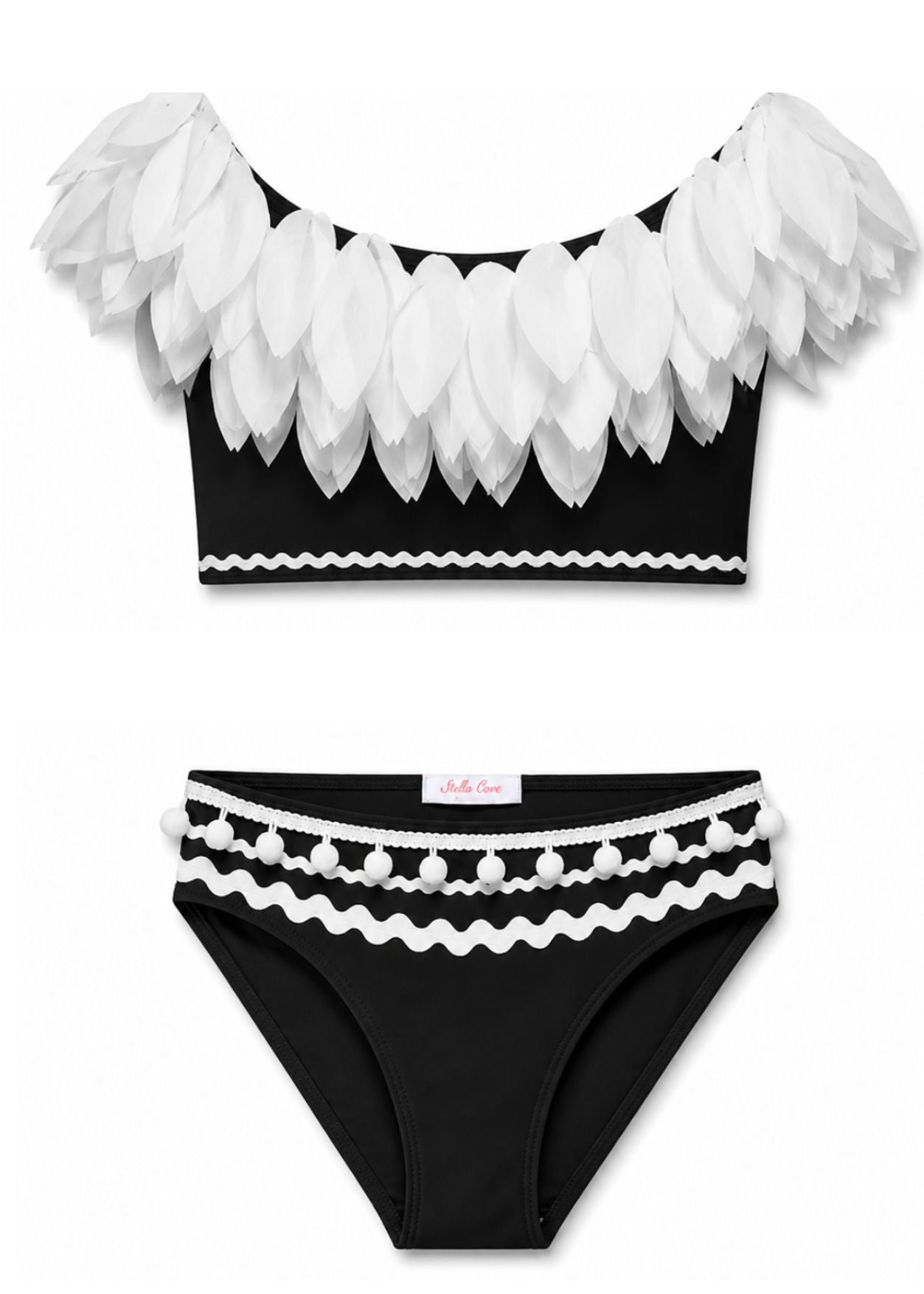 Black Bikini With Petals & Ric Rac
