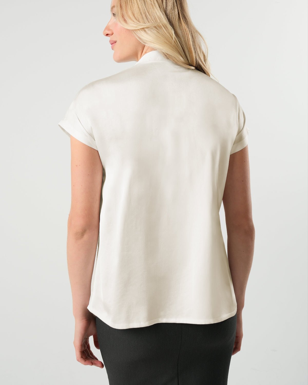 *new* Short Sleeve Satin Maternity Shell Top With Concealed Nursing Zip