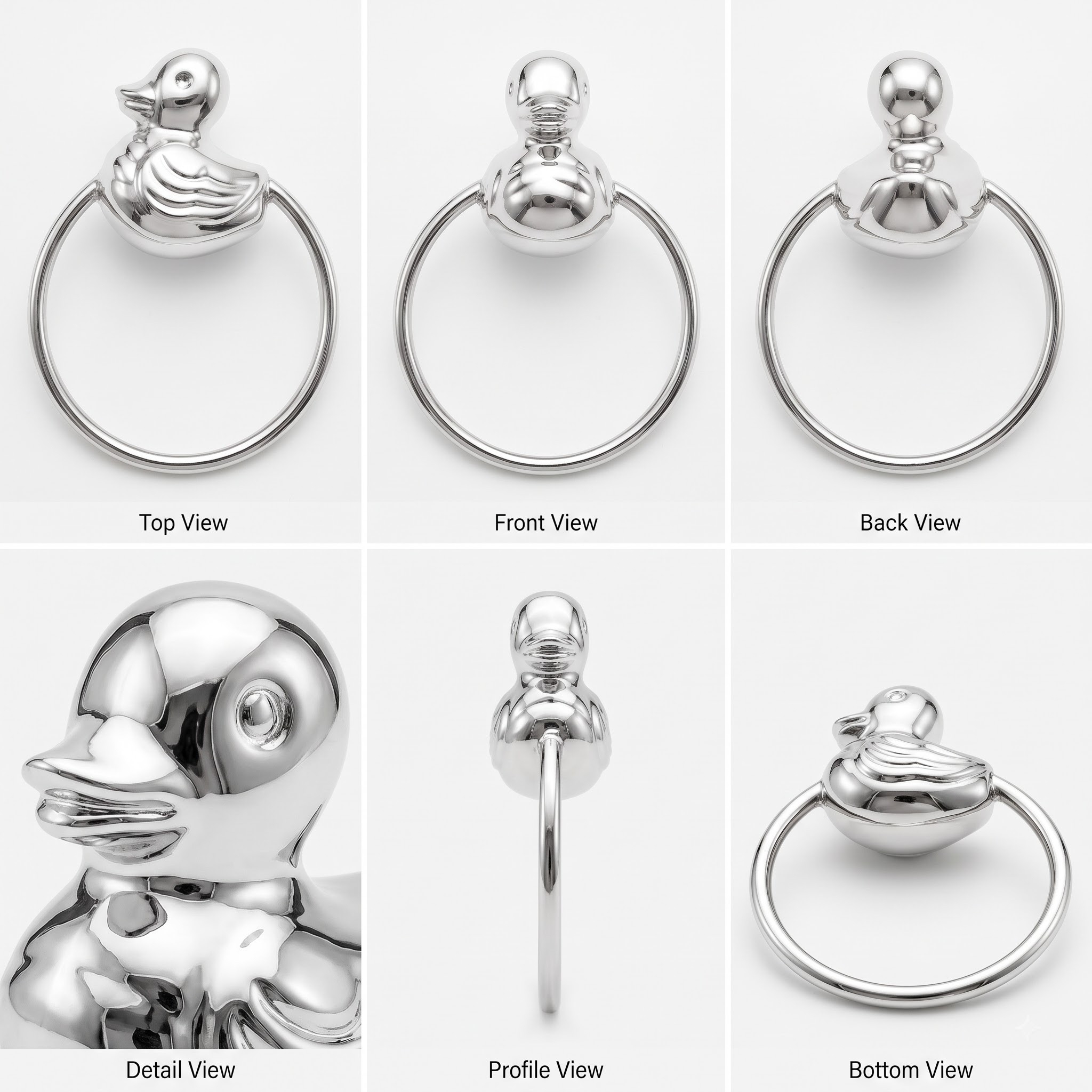 Krysaliis Sterling Silver Baby Rattle - Duck Ring