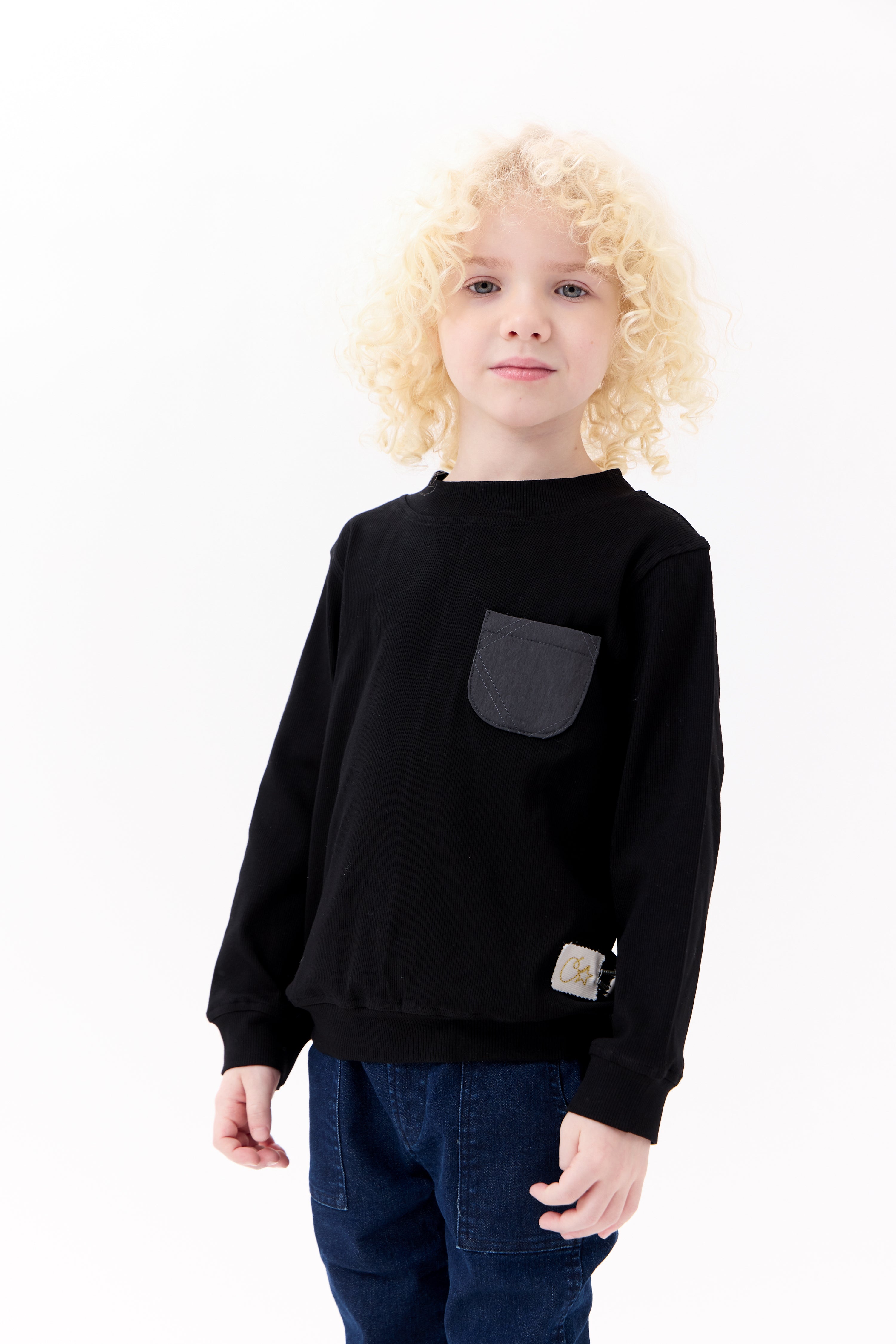 Teddi Ribbed Sweatshirt - Black