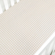 Picnic Gingham Crib Sheet - Beige