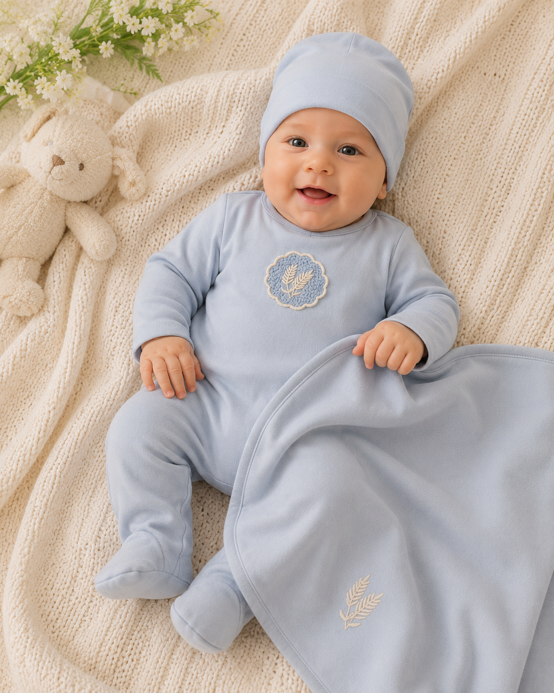 Crochet Applique (cotton) Layette Set