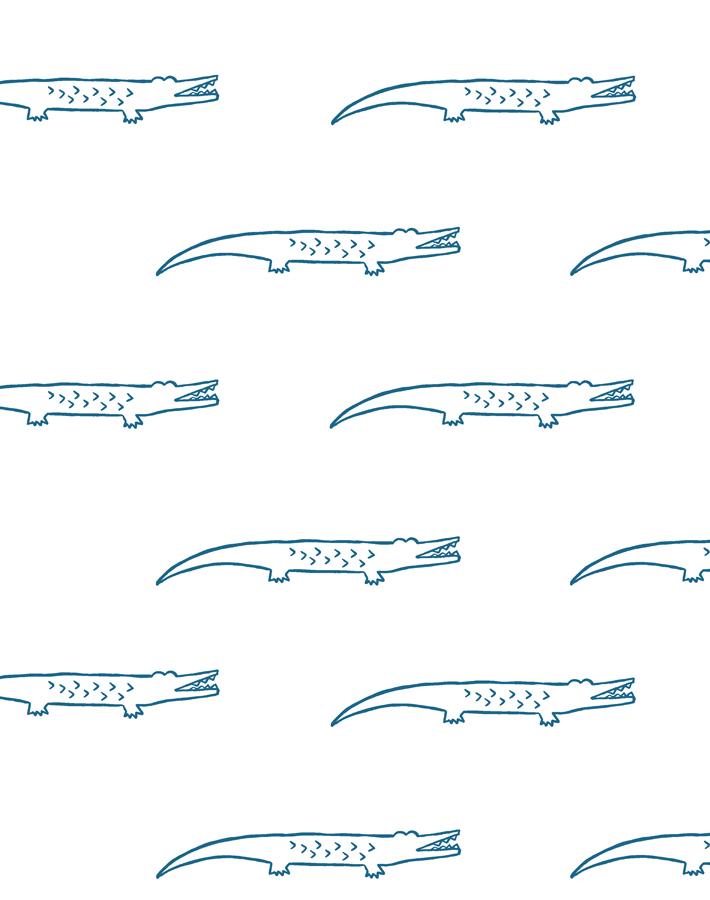 'crocodile' Wallpaper By Tea Collection - Cadet Blue