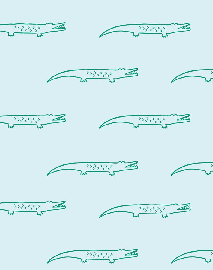 'crocodile' Wallpaper By Tea Collection - Pale Blue