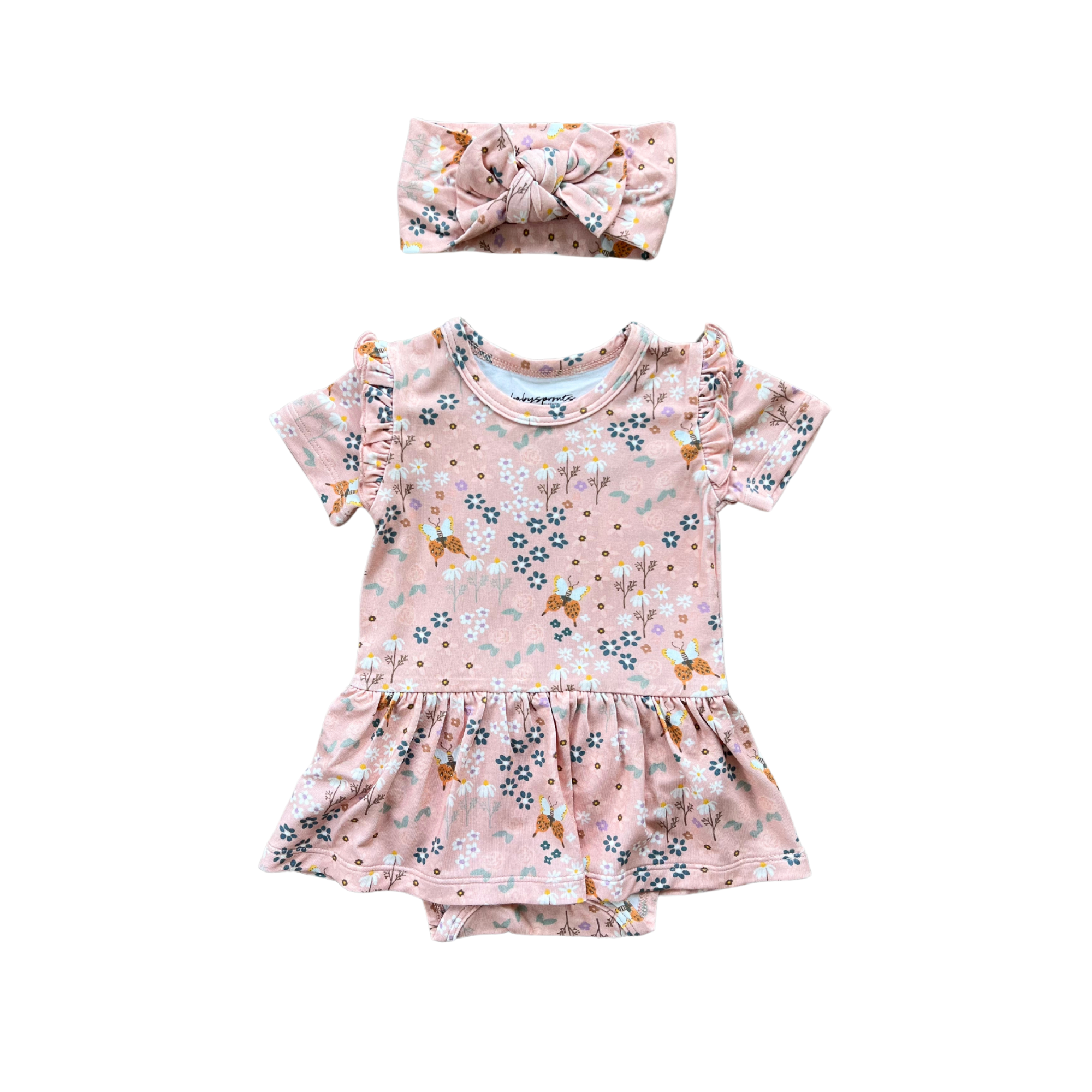 Girl's Short Sleeve Bodysuit Dress Set