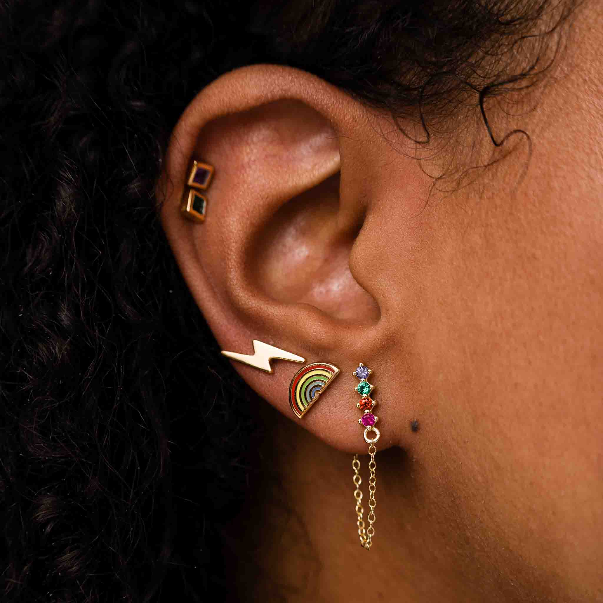 Rainbow Chain Studs