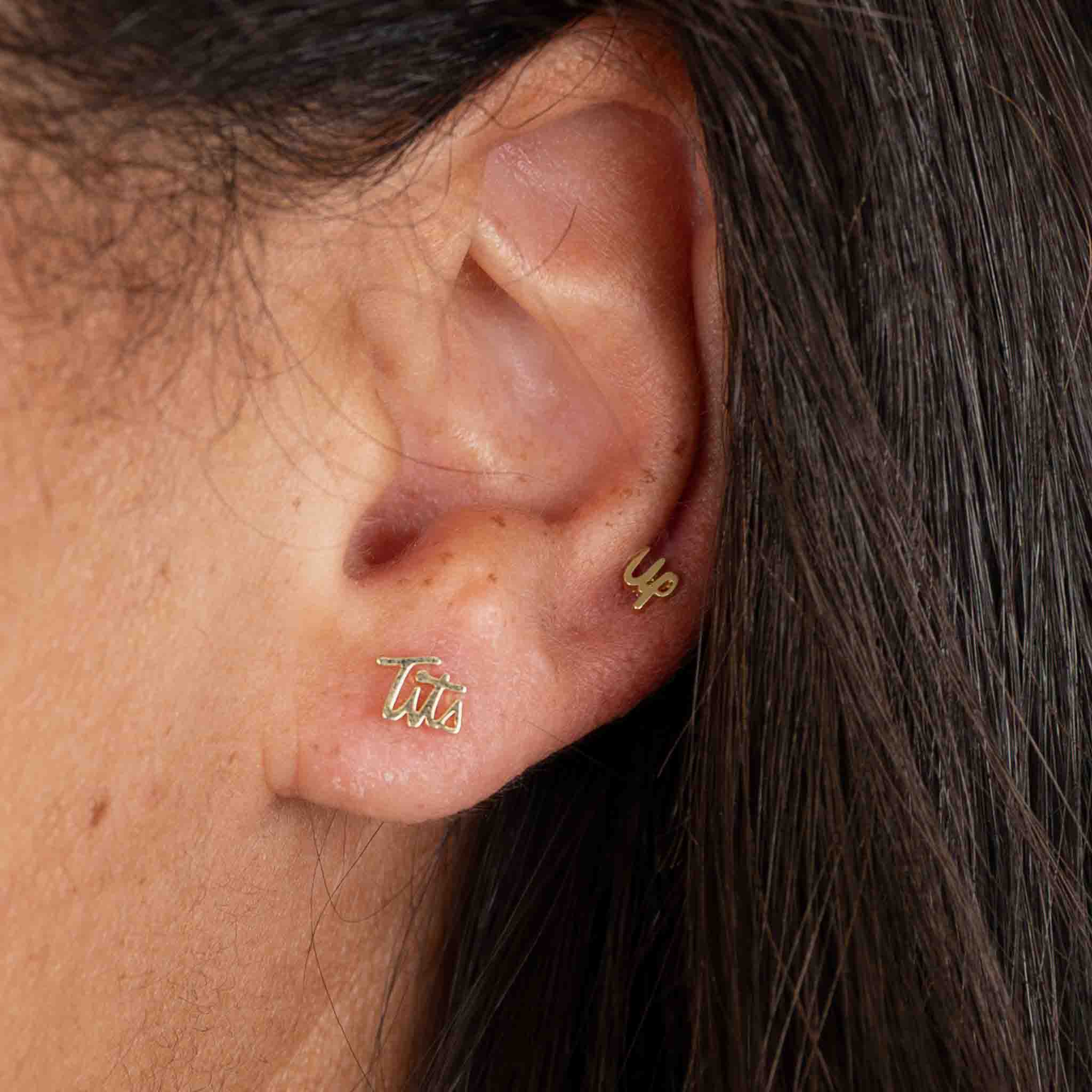 Tits Up Script Studs