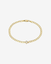 Cuban Link Bracelet With Diamond Pear Bezel