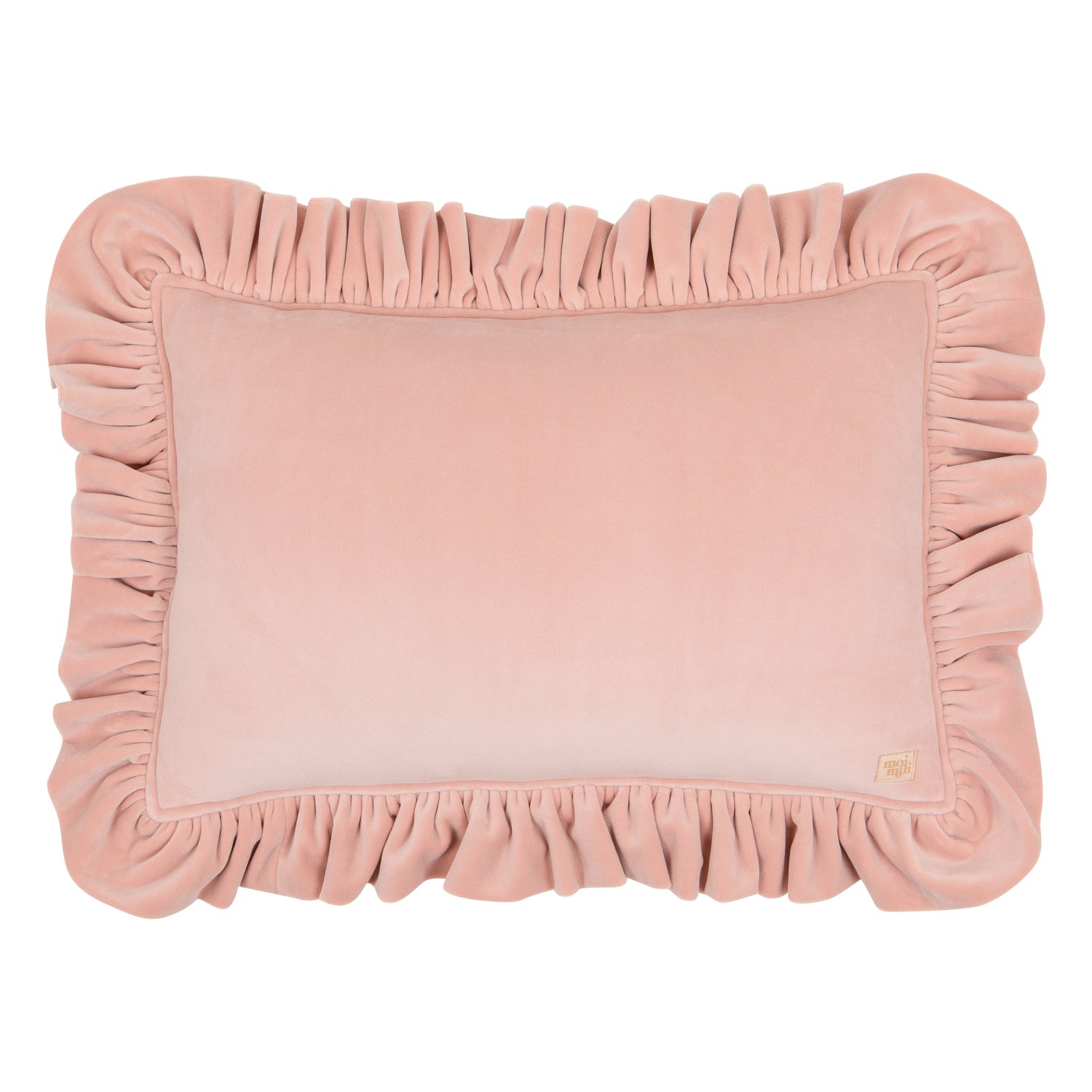 Apricot Soft Velvet Pillow With Frill