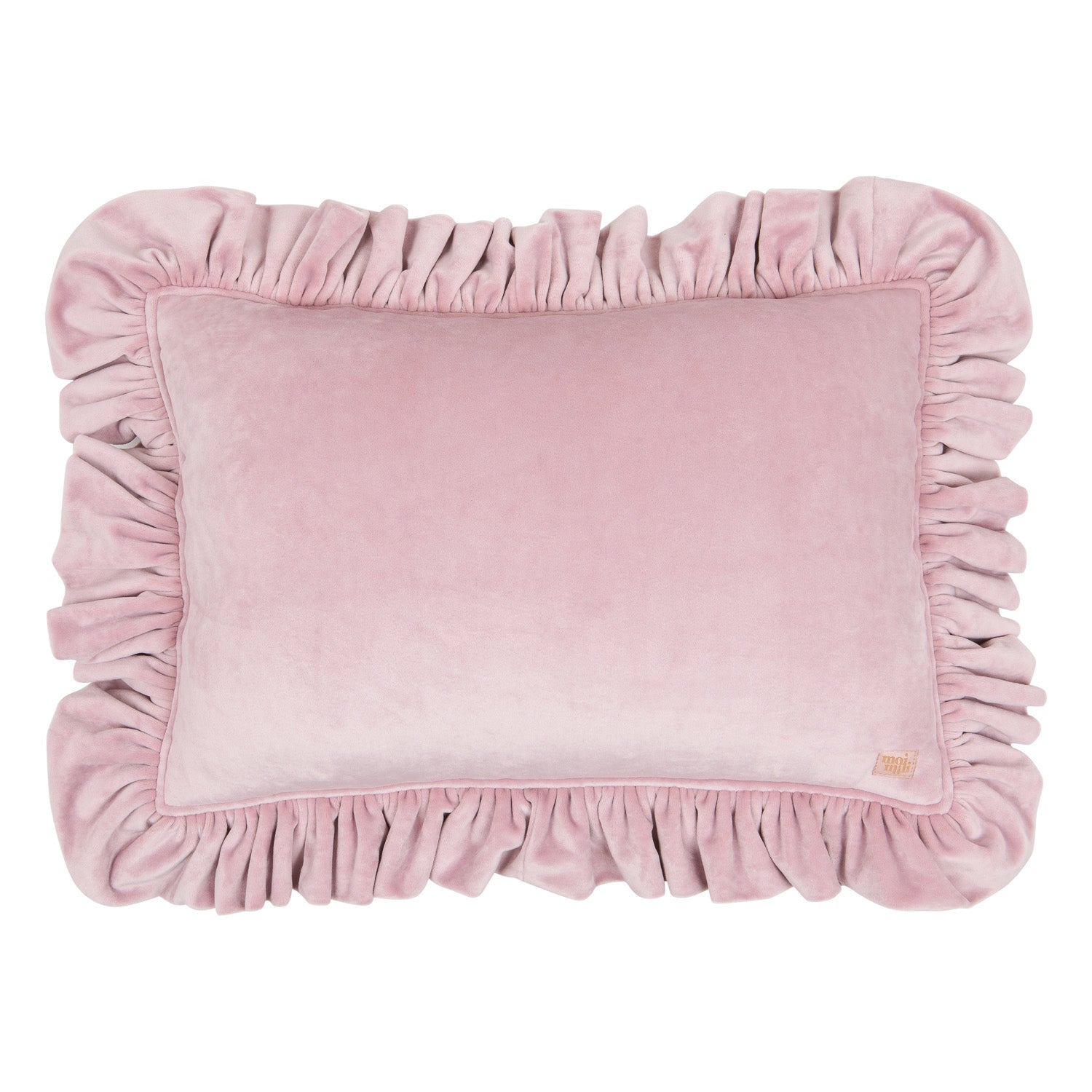 Light Pink Soft Velvet Pillow With Frill