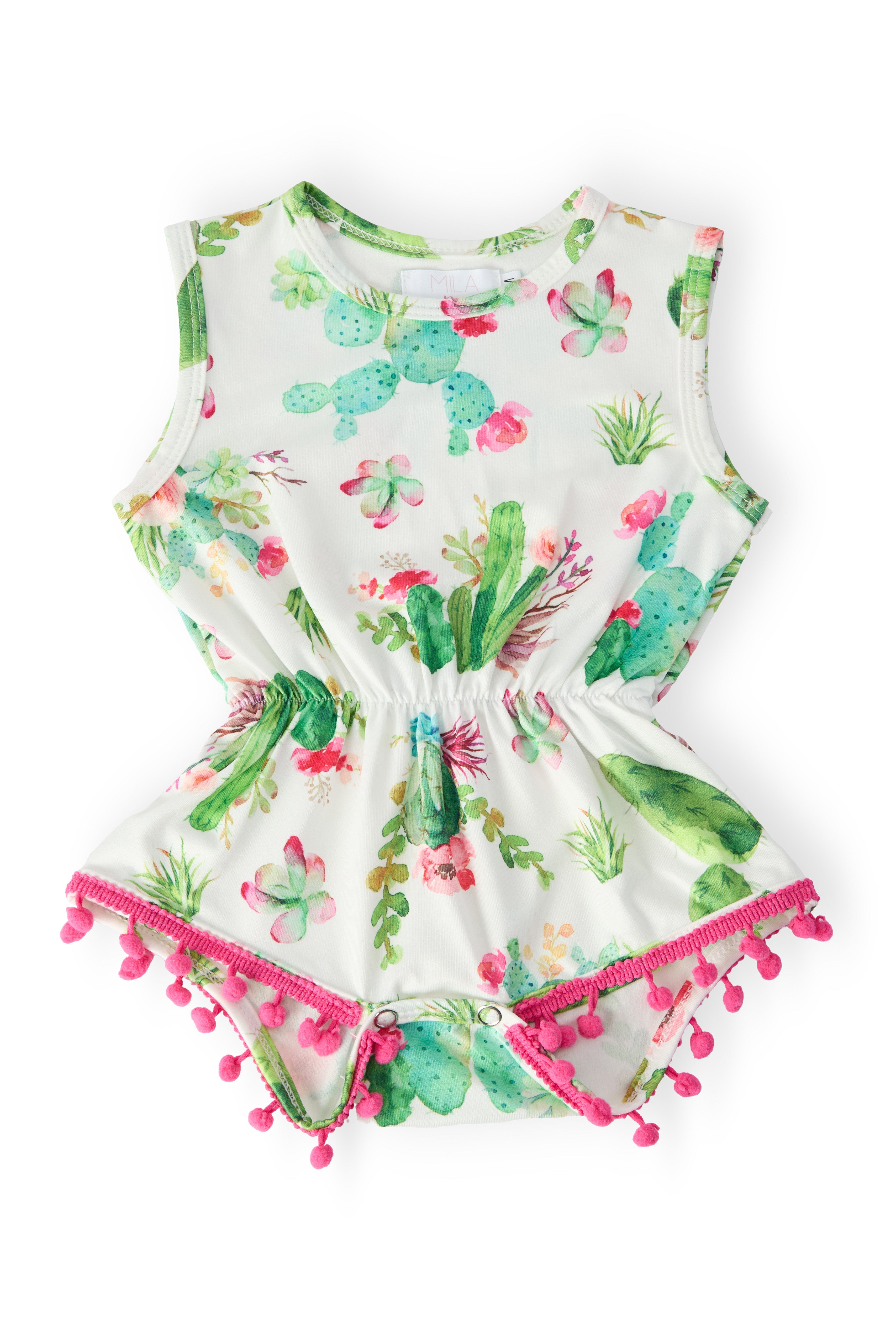 Cute Cactus Pom Pom Romper